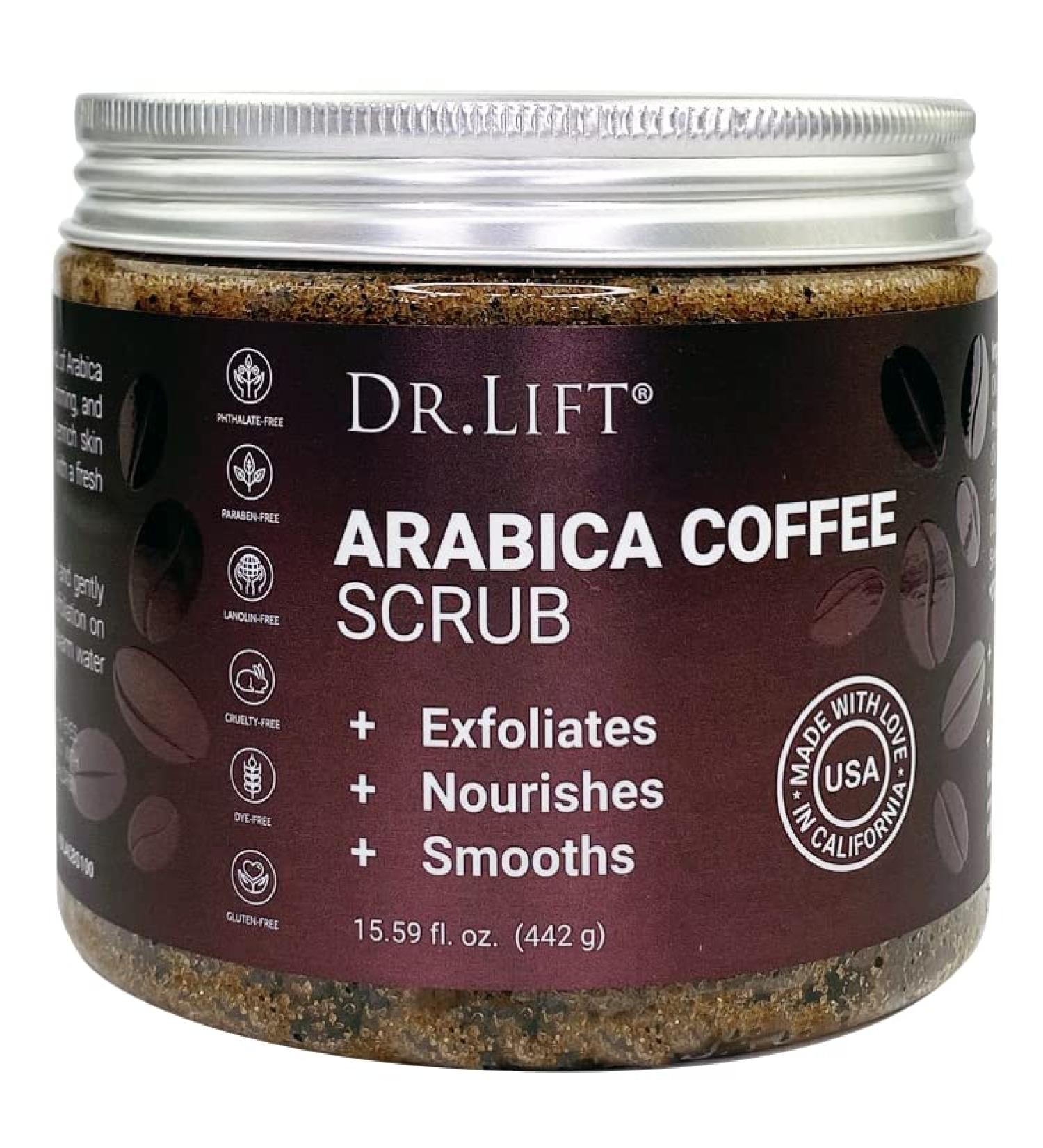 Dr. Lift Arabica Coffee Scrub 15.59 OZ - Moisturizing Exfoliating Body Scrub for Men & Women - Made in USA - Buy Online on GoSupps.com