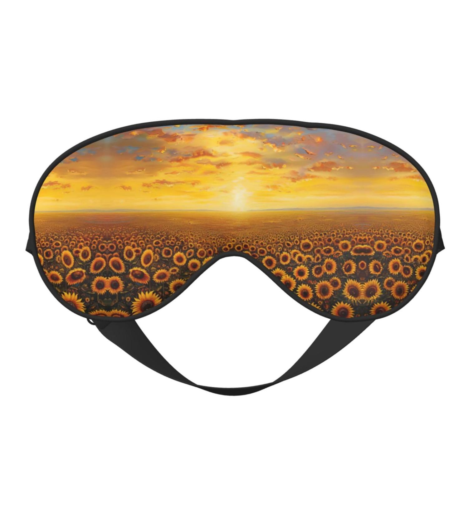 SSIMOO Sunflower Field Sunset Eye Mask | Ultra-Soft Light-Blocking for Restful Sleep - International Shipping Available - Buy Online on GoSupps.com