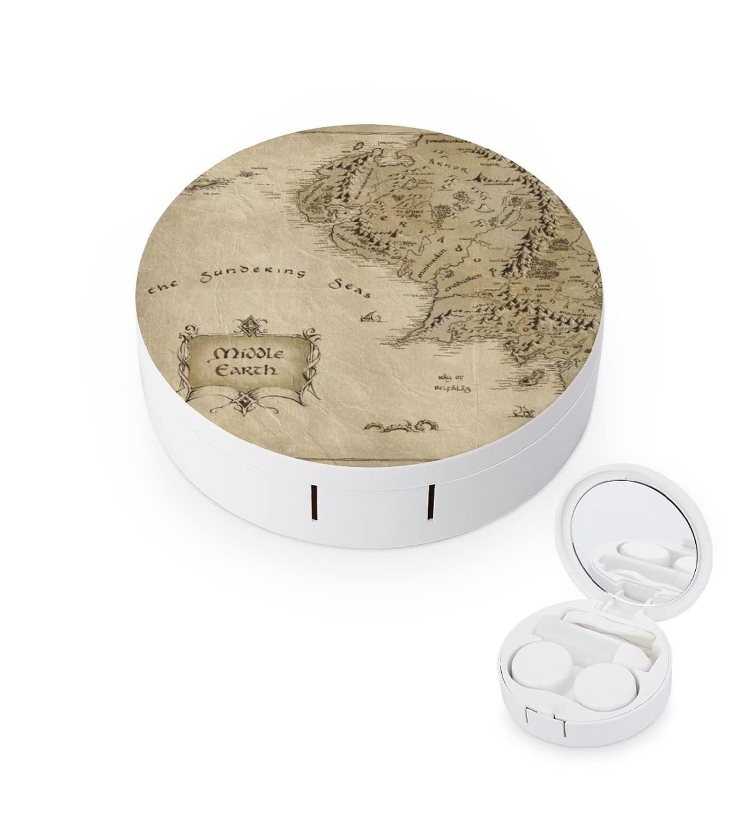 Middle Earth Map Contact Lens Case Kit | Bagea-Ka Eye Care Box with Mirror Tweezers & Solution for Home & Travel - Buy Online on GoSupps.com