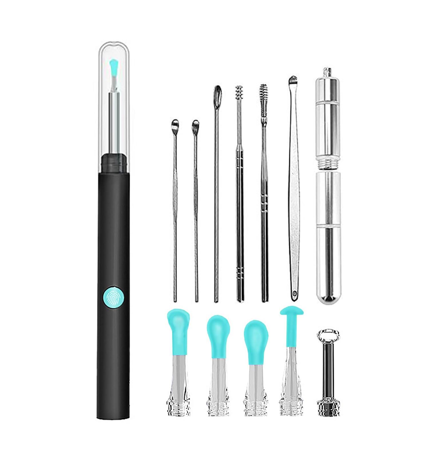 Ear Wax Removal Kit with Camera and WiFi Otoscope - 6 LED Ear Cleaner for Earwax Removal and Acne Squeezing (Black) - Buy Online on GoSupps.com