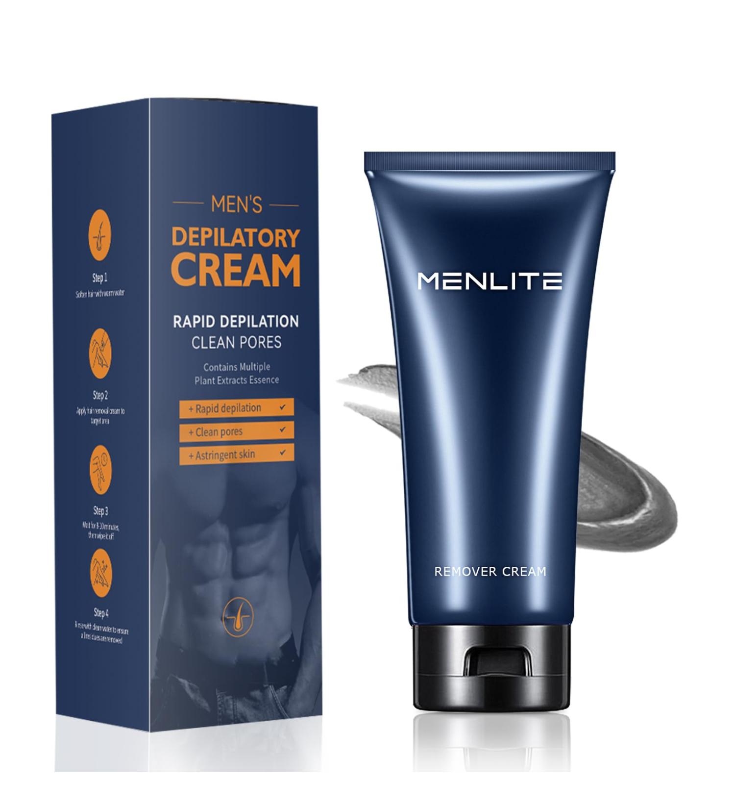 Men's Hair Remover - Premium Depilatory Cream for Sensitive Skin | Painless & Soothing Hair Removal for Women and Men (Black - Buy Online on GoSupps.com