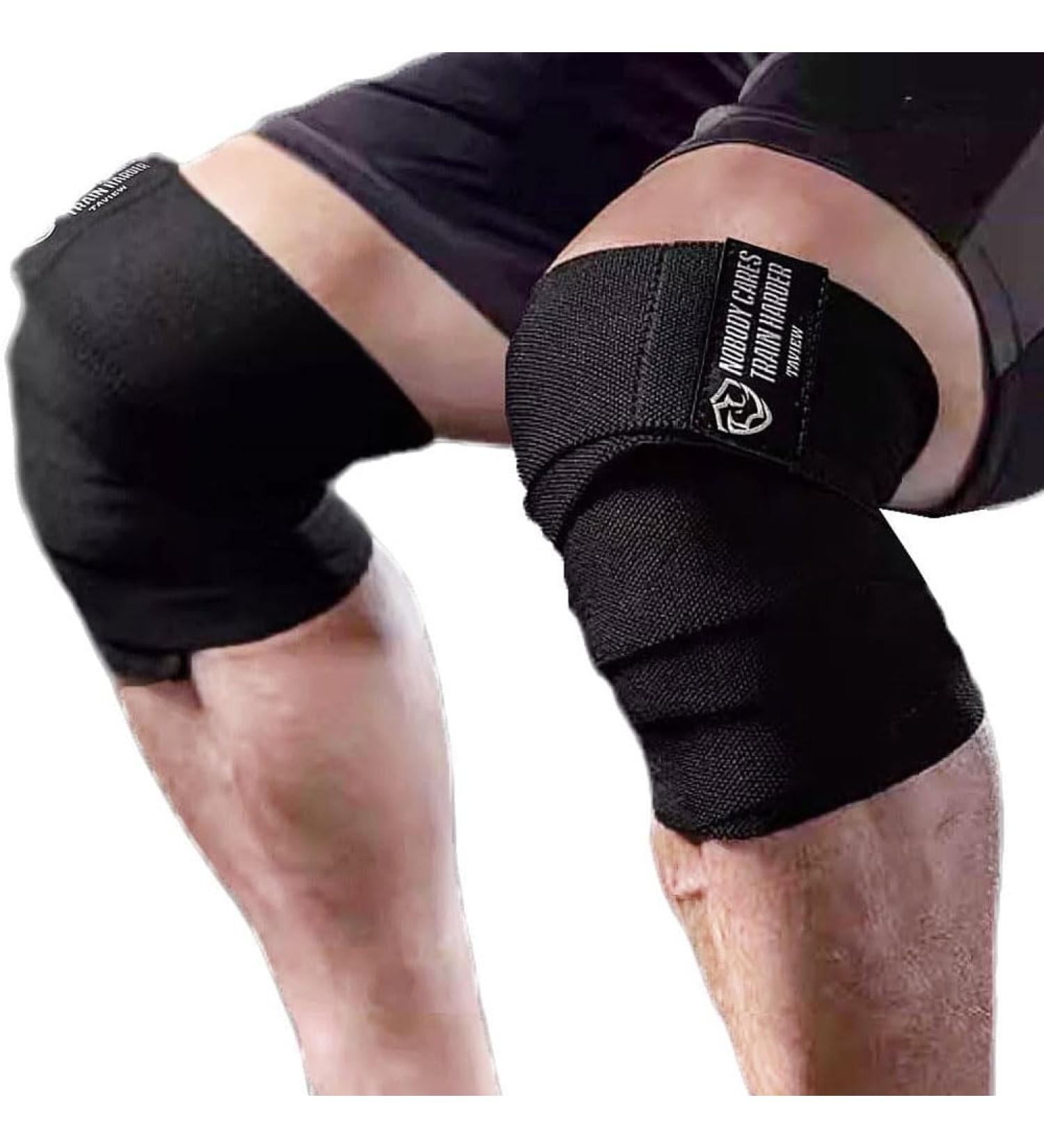 TAVIEW Weightlifting Knee Choners - 180cm Elastic Elbow Support & Compression for Powerlifting Fitness Cross-Training & Gym - Black (1 Pair) - Buy Online on GoSupps.com