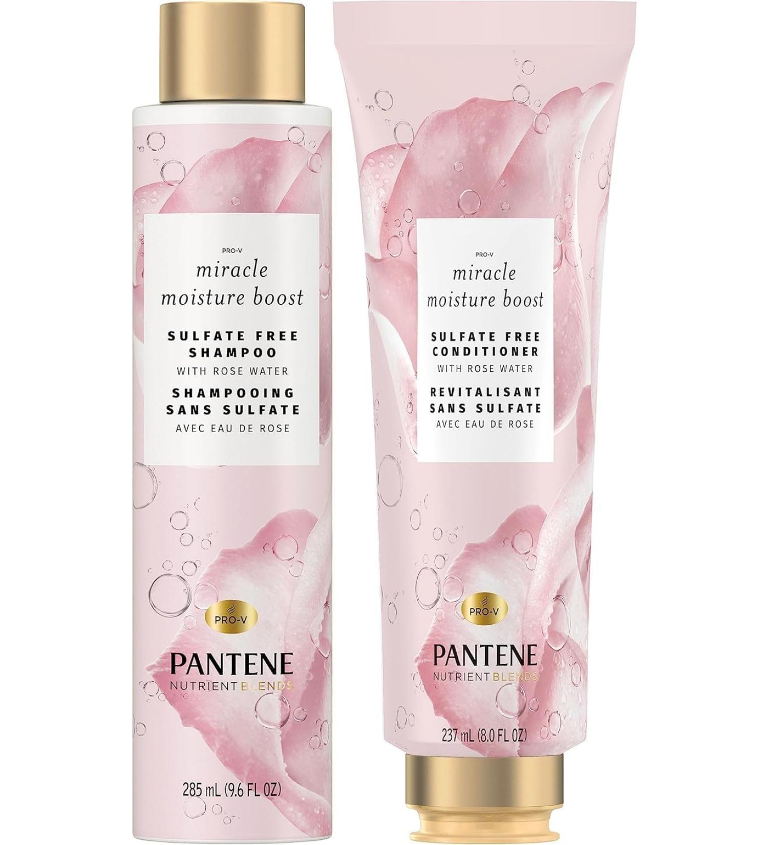 Pantene Miracle Moisture Boost Rose Water Shampoo and Conditioner 237 mL (Pack of 2) Unscented 261 mL (Pack of 2) - Buy Online on GoSupps.com