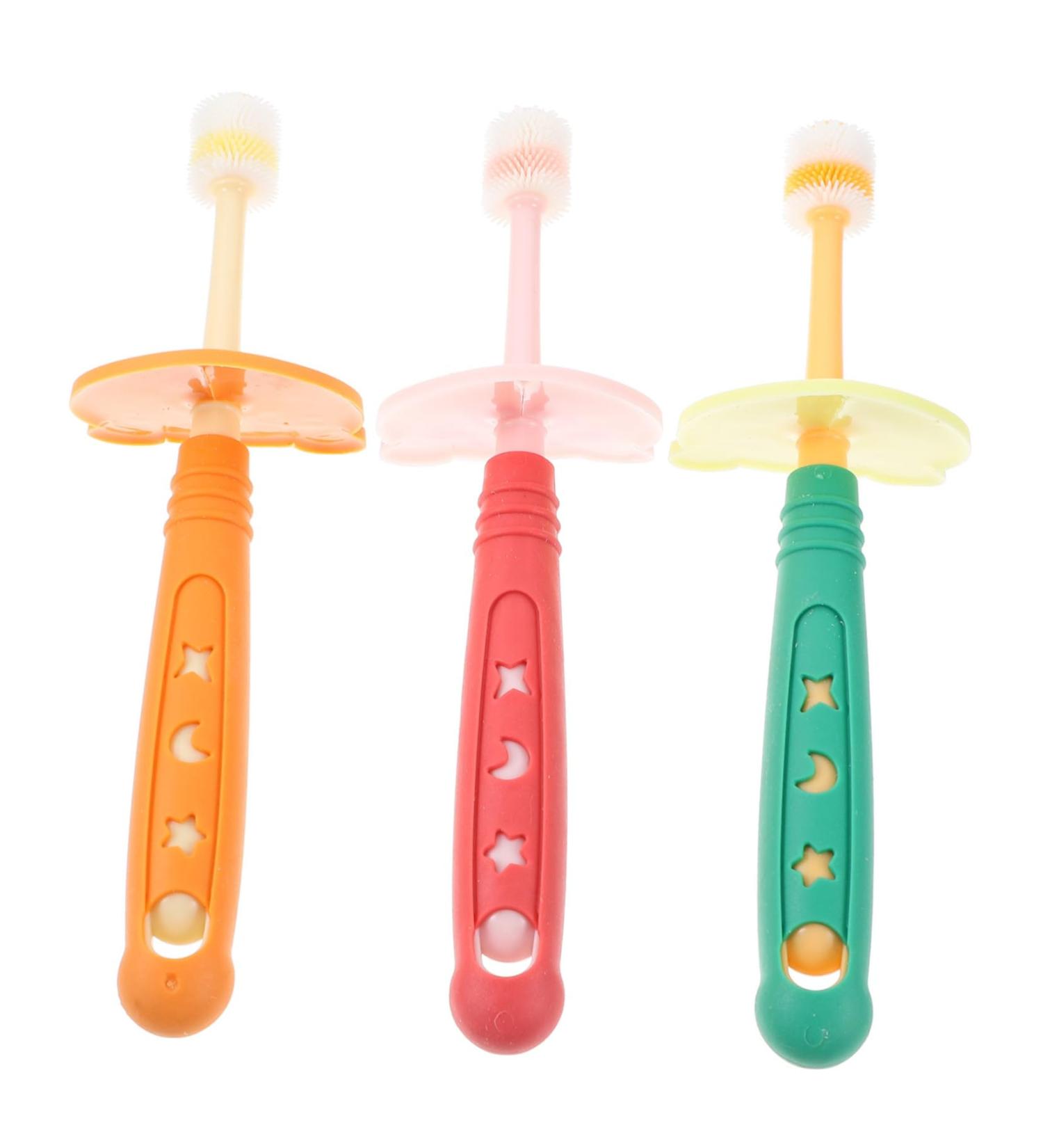 FOYTOKI Kids Toothbrush Set - 3 Pack Children's Tooth Cleaning Brushes for Optimal Oral Care - Buy Online on GoSupps.com