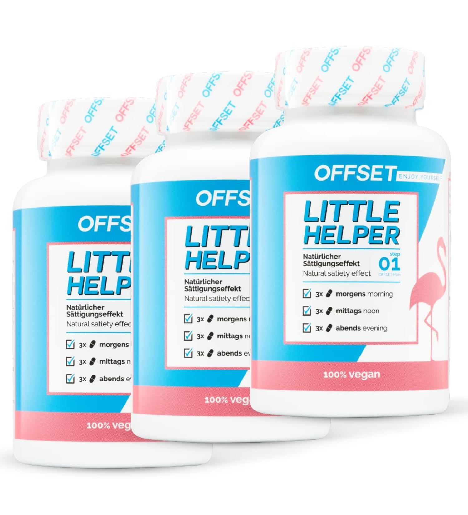 Little Helper Vegan Saturation Capsules - 270 Glucomannan Fiber Pills | Offset Nutrition - Natural Titanium Dioxide Free 30-Day Supply - Buy Online on GoSupps.com