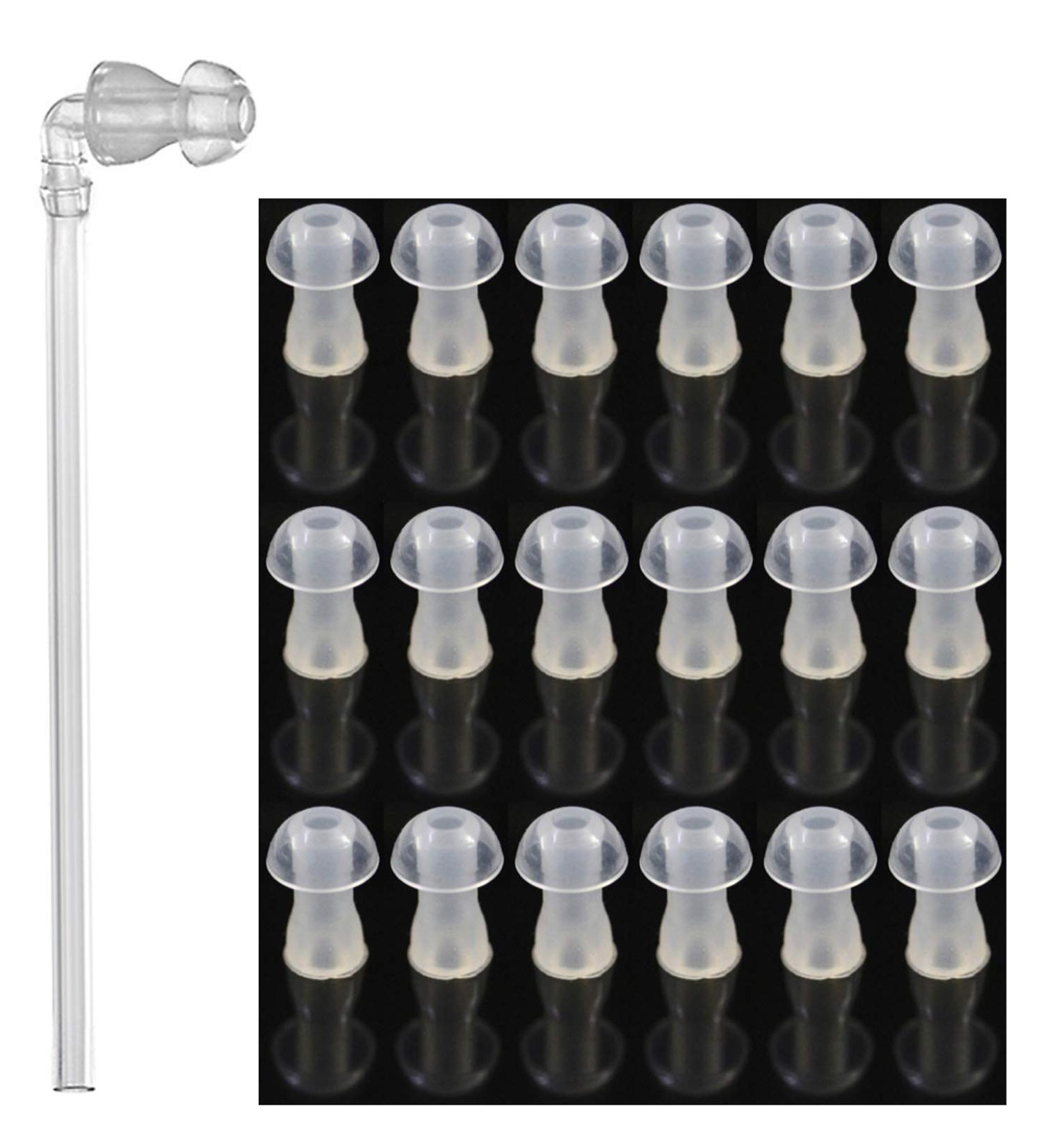 FCS Silicone Ear Tips for Hearing Aids - 18 Pack Small 8mm Replacement Earplugs with Tube & Elbow Connectors - International Shipping Available - Buy Online on GoSupps.com