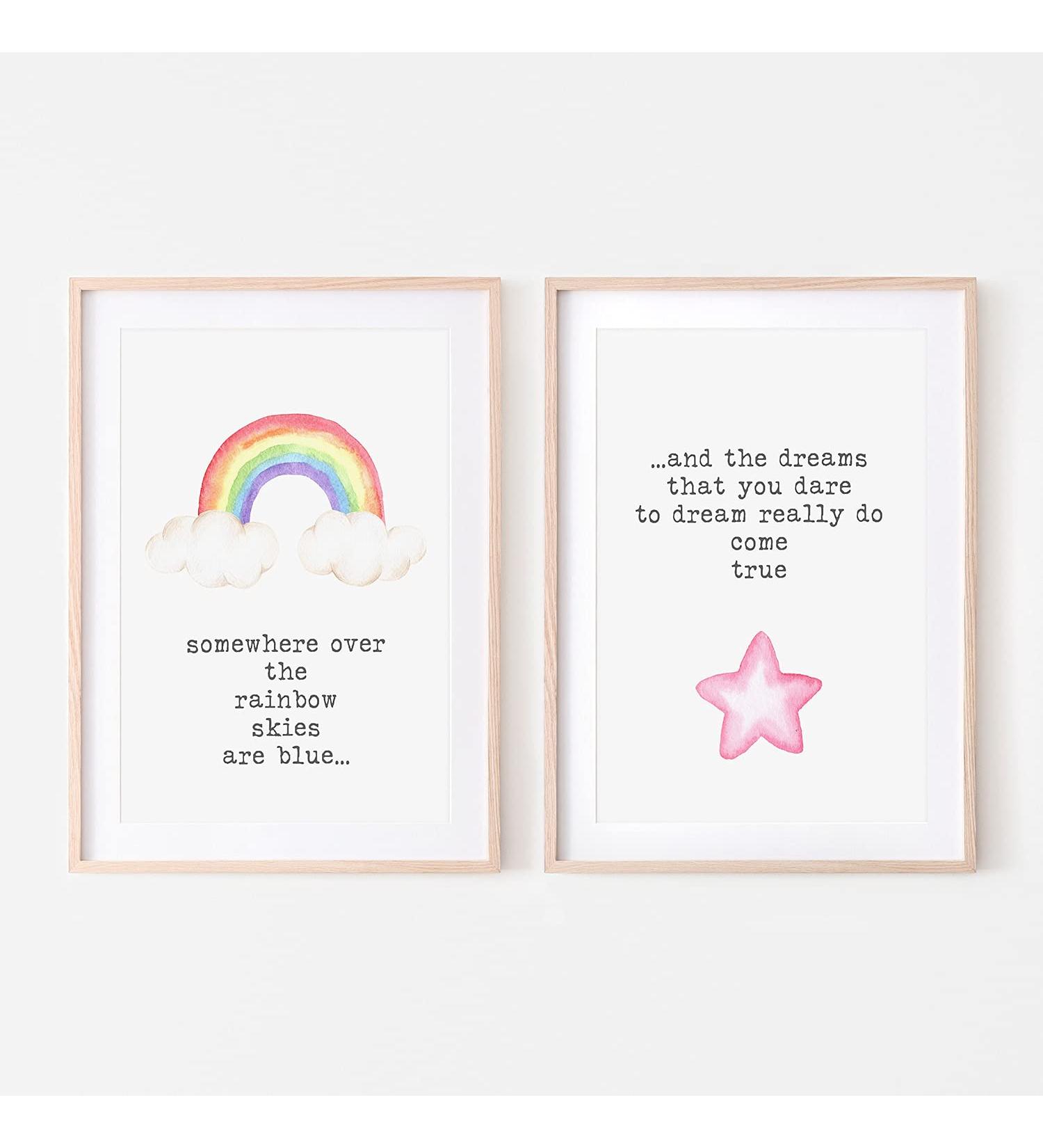 Pompom Prints Watercolour Rainbow Nursery Wall Art for Toddler Girl - Set of 2 (8x10 Inch) - Buy Online on GoSupps.com