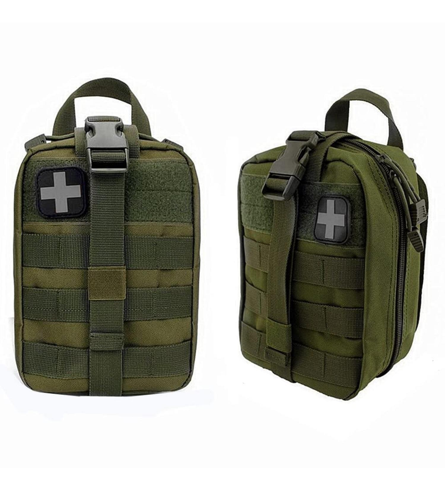 Fireclub Compact Tactical Molle Rip-Away Medical First Aid Pouch - 1000D Nylon for Hiking Biking Rock Climbing Hunting - Army Green - Buy Online on GoSupps.com