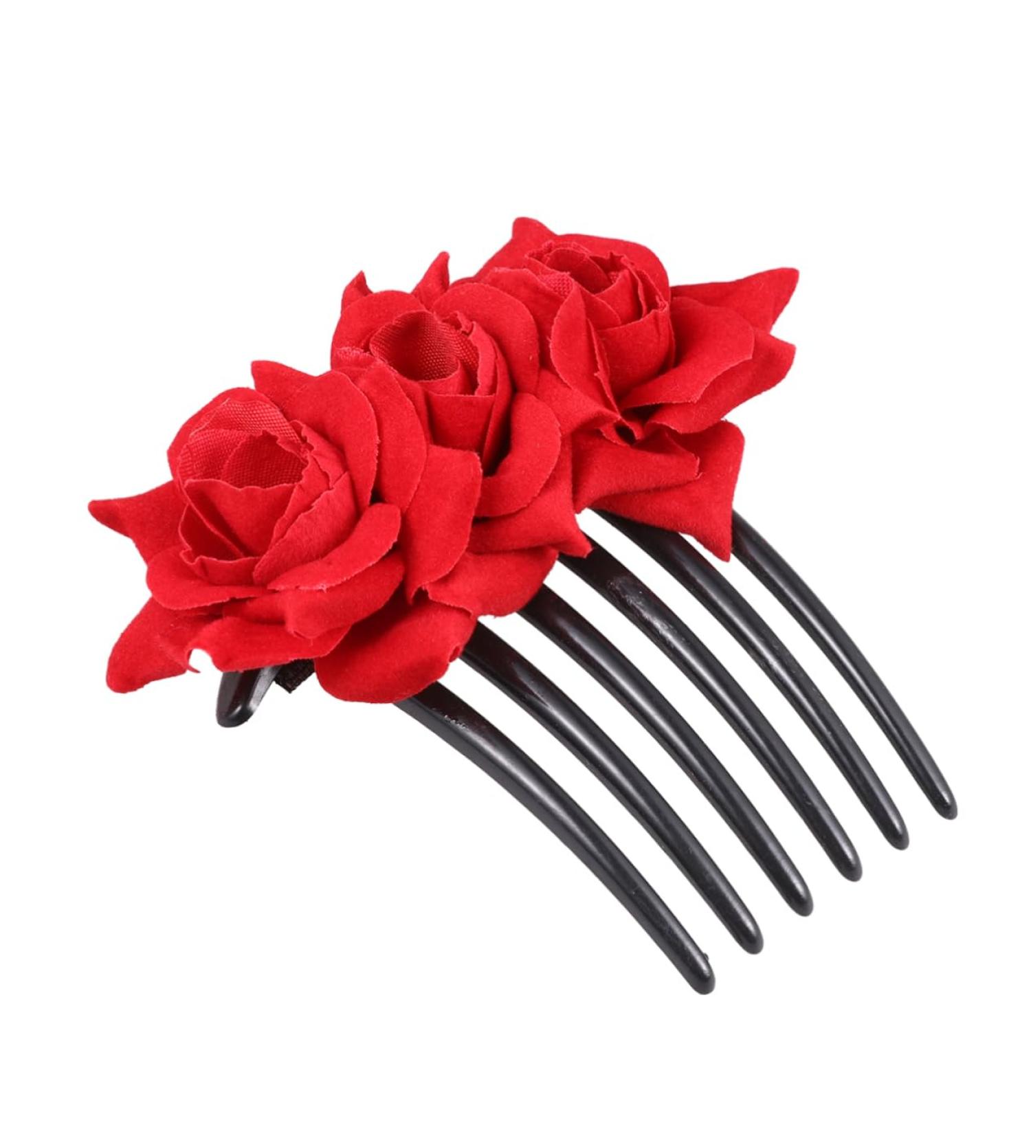 Beatifufu 1pc Floral Comb Bridal Hair Clip Hairbrush for Women Flower Hair Wedding Hair Accessories for Women Floral Hair Comb Women Hair Accessories Barrettes for Women Gold Hair Clips - Buy Online on GoSupps.com