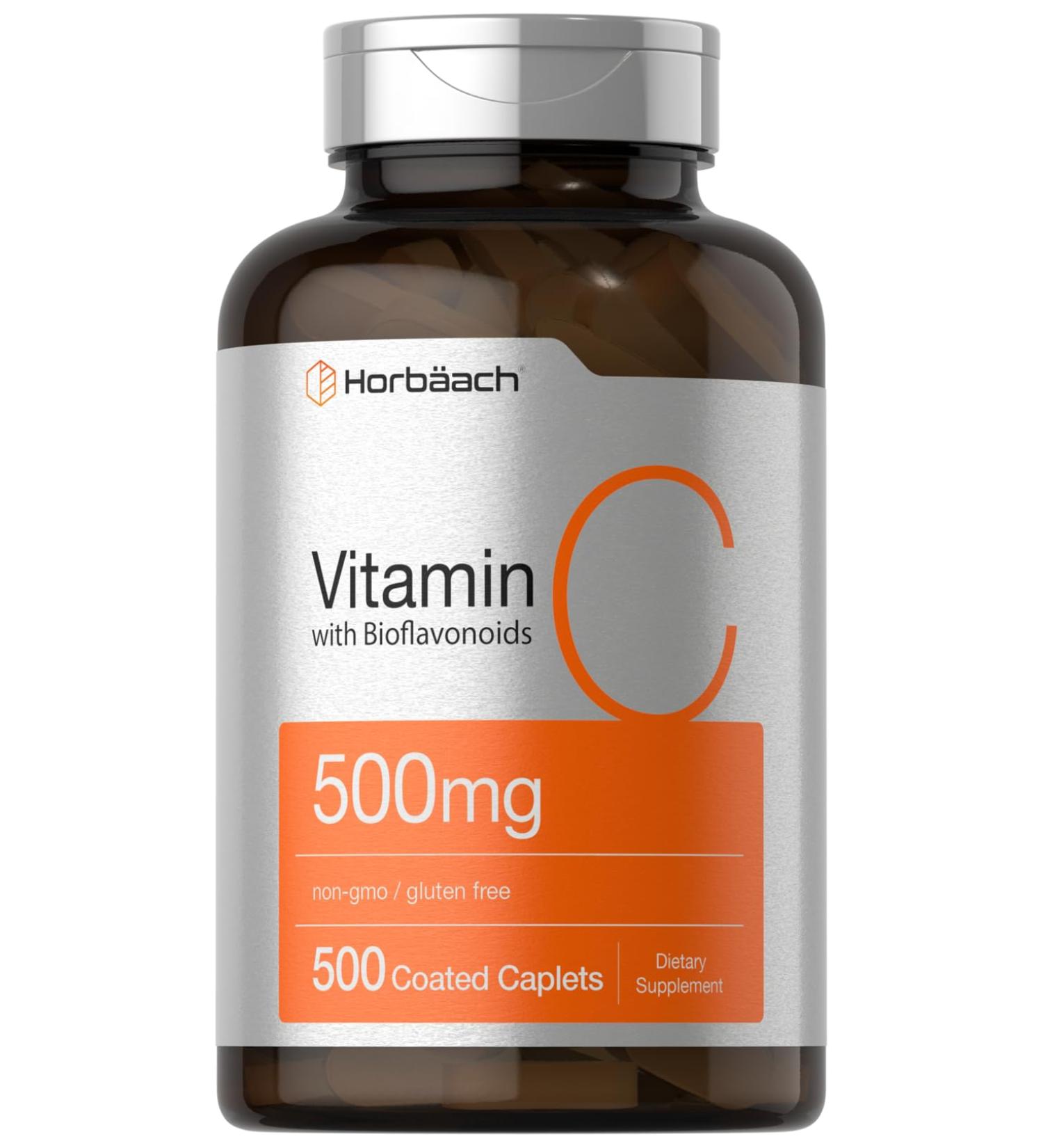 Horb ach Vitamin C 500mg | 500 Caplets | with Bioflavonoids and Rose HIPS | Supplement for Women and Men | Vegetarian Non-GMO and Gluten Free - Buy Online on GoSupps.com