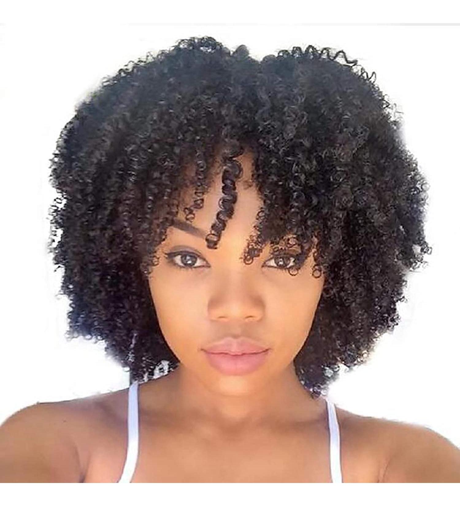 Buy Boccte Afro Kinky Curly Human Hair Short Wigs for Black Women | 8 Inch Kinky Bob Wig | Glueless Brazilian Curly Wigs | Natural Color | No Lace Front Wear & Go - Buy Online on GoSupps.com