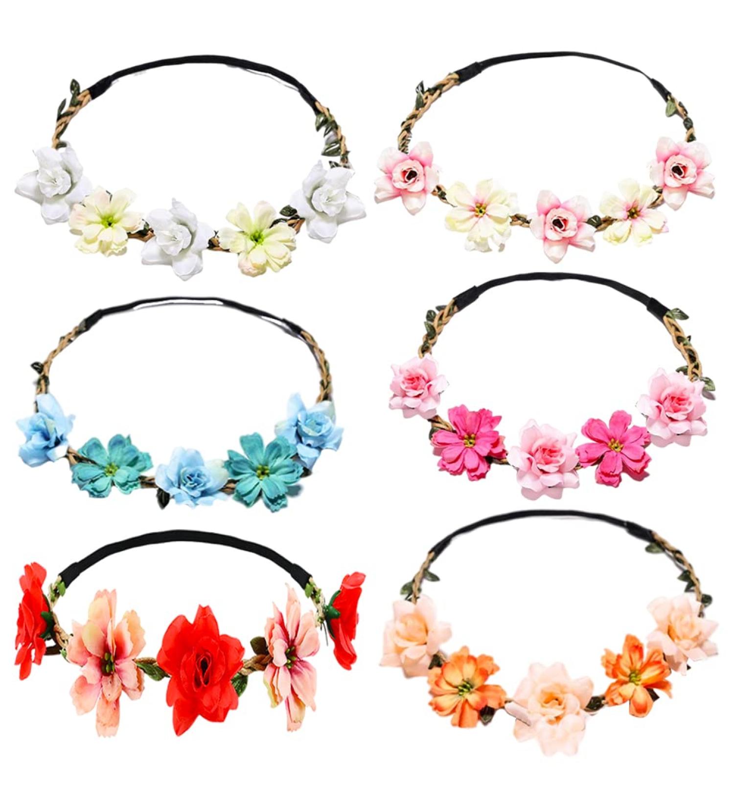 6-Piece Daisy Flower Headband Set - Bohemian Floral Wreaths with Adjustable Elastic for Women & Girls - Perfect for Festivals & Weddings - Buy Online on GoSupps.com