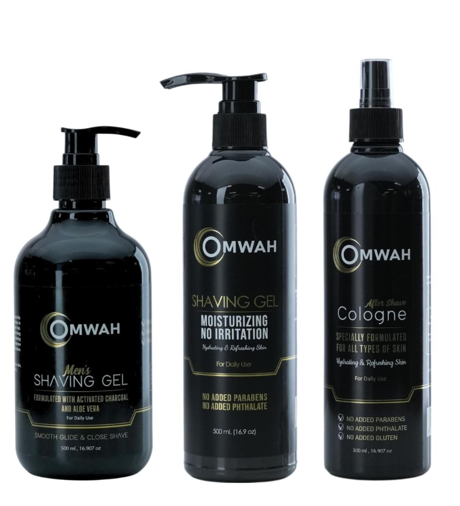 OMWAH Shaving Gel for Men | Skin Soothing & Moisturizing Non-Foaming Formula | 3 in 1 Shave Kit - International Shipping Available - Buy Online on GoSupps.com