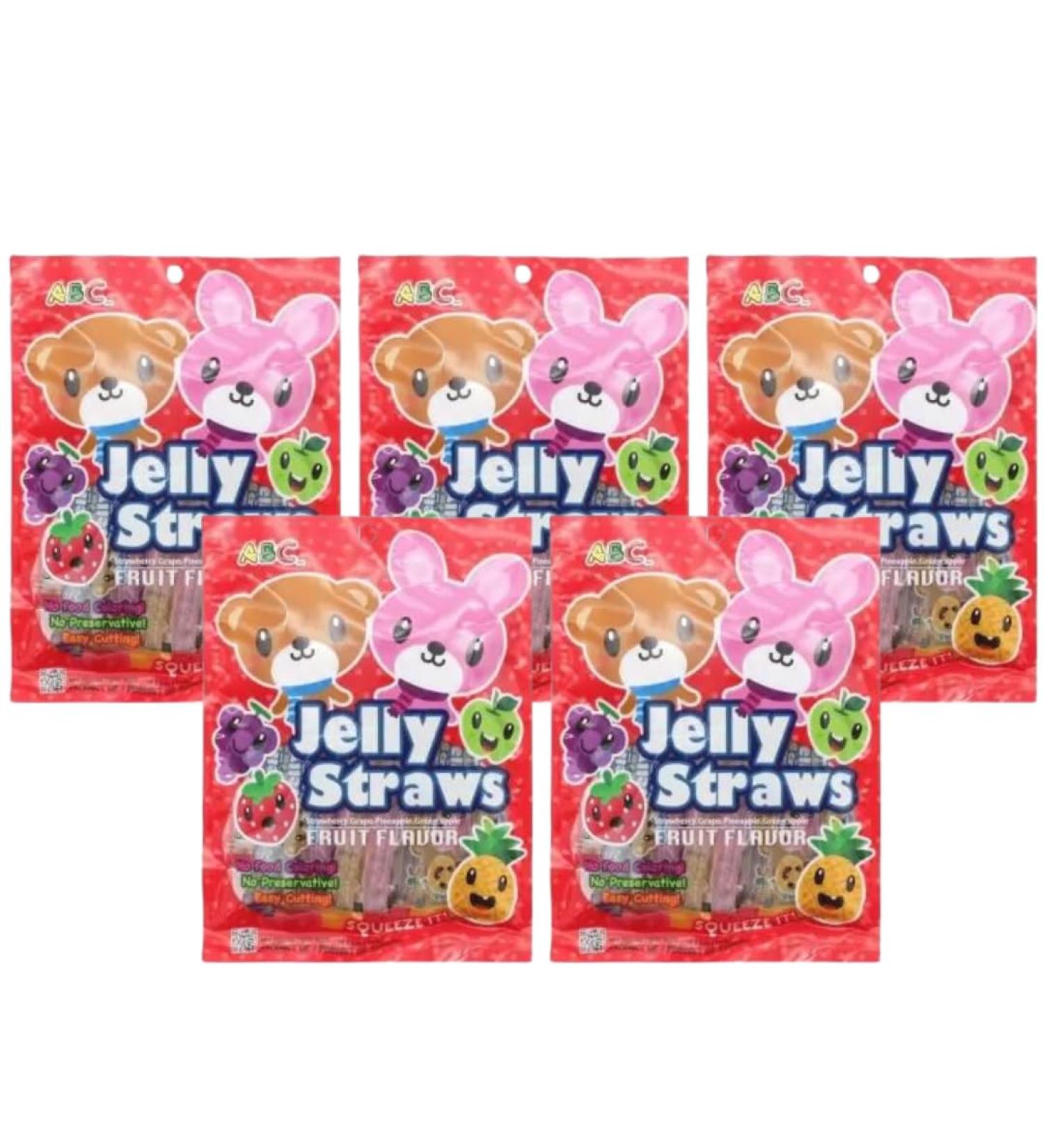 Candybox Fruit rubber sticks ABC Bear and Bunny - Jelly jelly strips - Challenge Long Jellys - Kaubonbon rods - Soft curling with fruit - 1500 ml 5 pieces 300 g (5 Pack) Bear Bunny