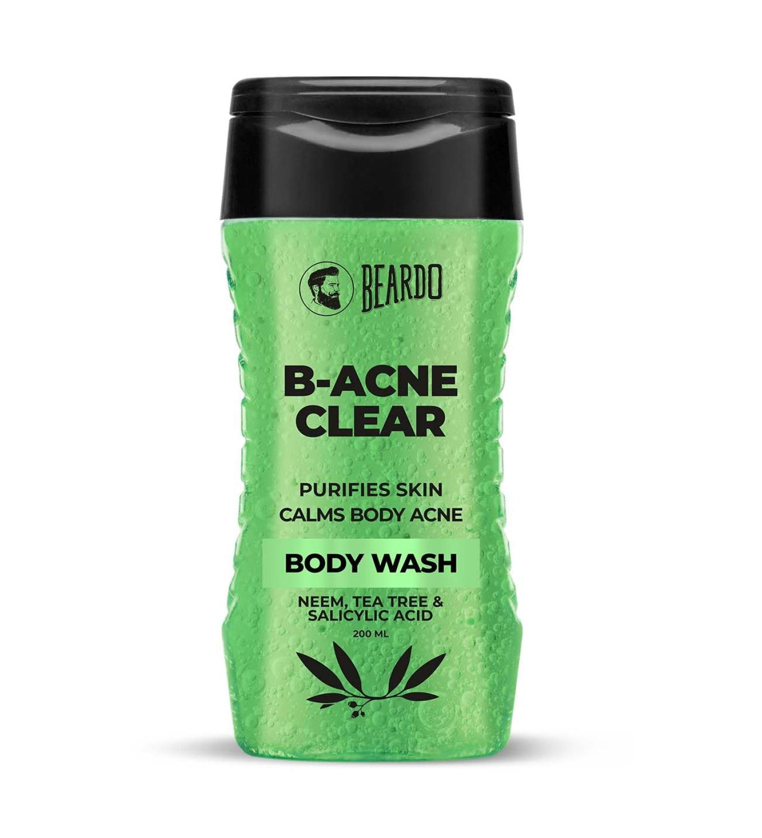 BEARDO Body Acne Body Wash for Men 200 ml | Neem & Tea Tree Formula | Clear Skin Solution | Purify Body Acne | B-acne Bodywash - Buy Online on GoSupps.com