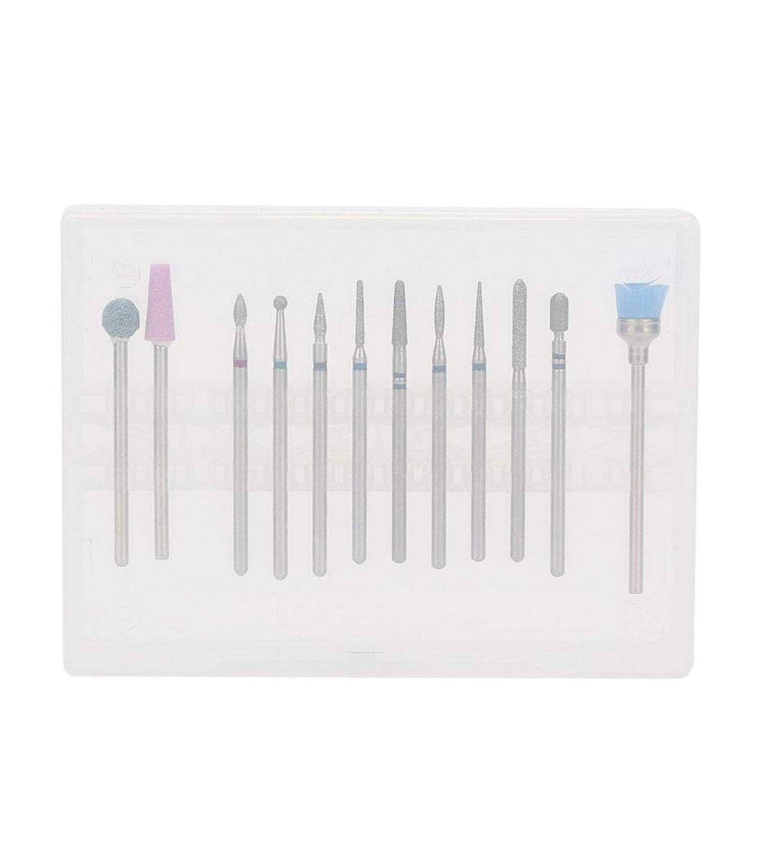 12pcs Tungsten Alloy Nail Drill Bit Set | Electric File Grinding Head with Storage Box for Professional Manicure - Buy Online on GoSupps.com