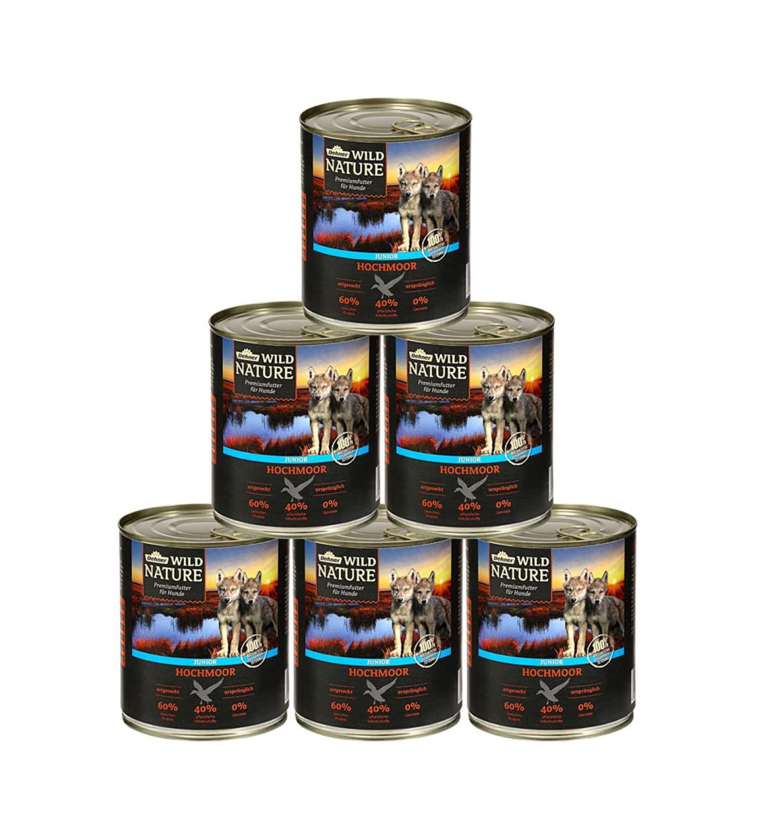 Dehner Wild Nature Grain-Free Wet Dog Food for Puppies & Young Dogs - Duck & Wings 6 x 800g (4.8kg) - Buy Online on GoSupps.com