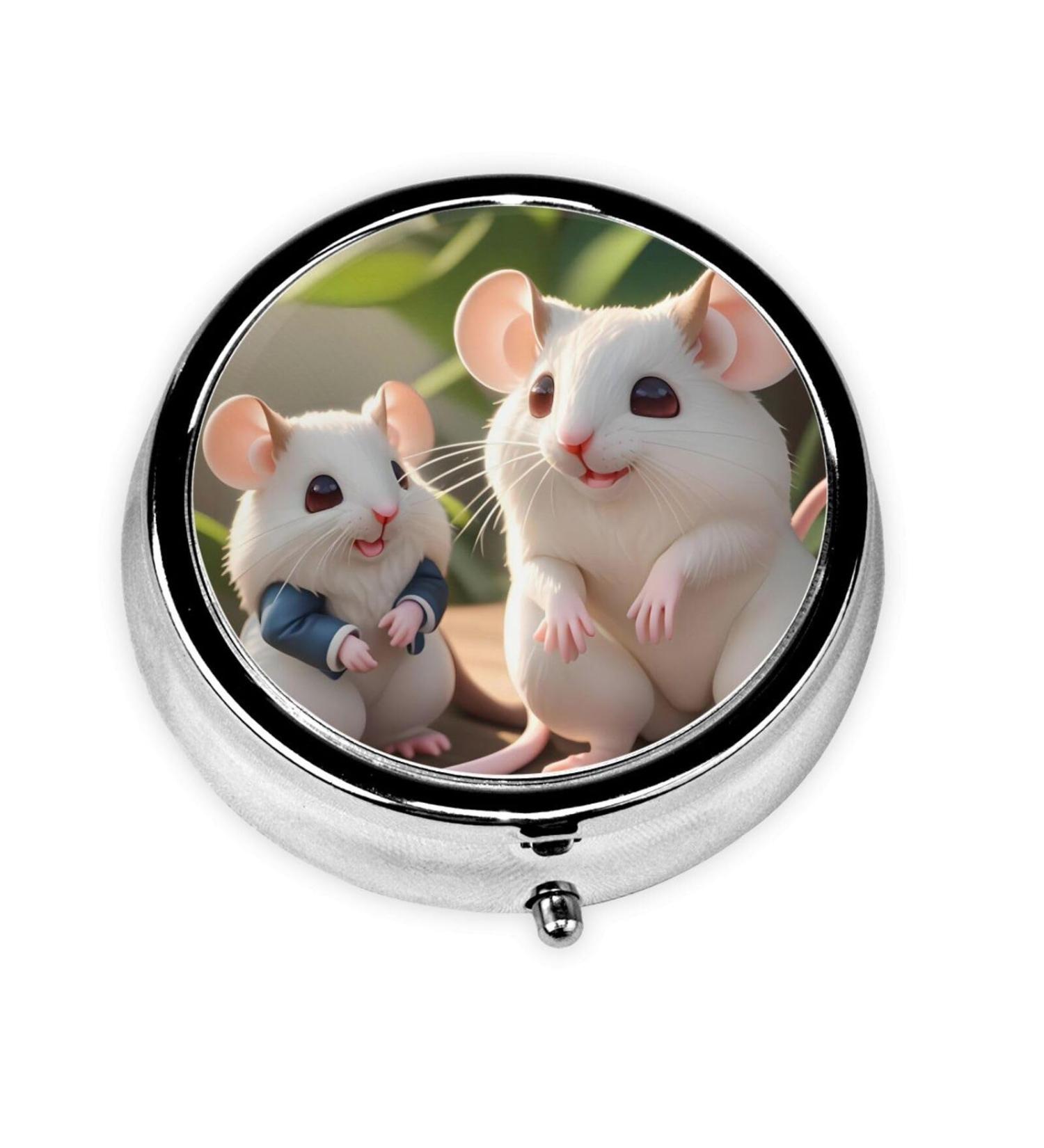 Buy Mother and Child Rats Round Pill Box - 3 Compartment Portable Travel Pill Organizer for International Shipping - Buy Online on GoSupps.com