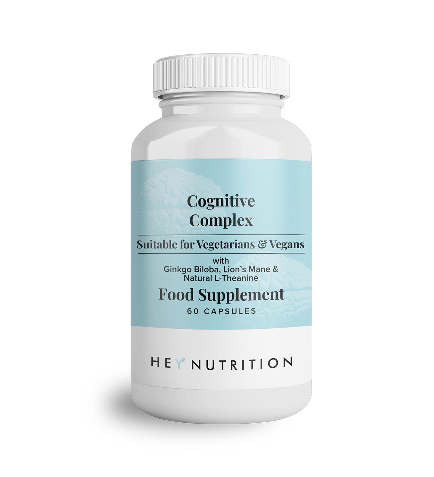 Hey Nutrition Cognitive Complex Supplement - Ginkgo Biloba Lion's Mane & L-Theanine - 60 Vegan Capsules - Buy Online on GoSupps.com