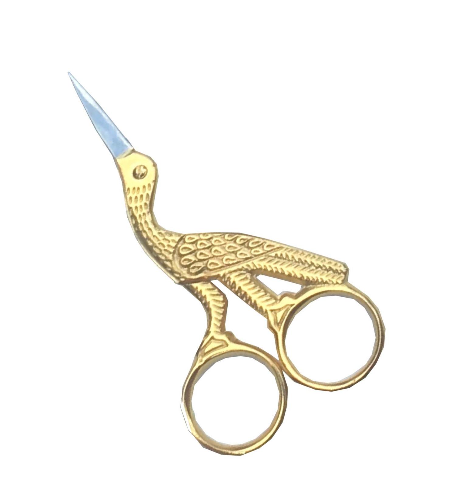Stork Gold Silver Bird Design Scissor For Embroidery Manicure Nail Art Trimming Craft & Sewing Multi-Purpose Scissors (Bird Shape 1)