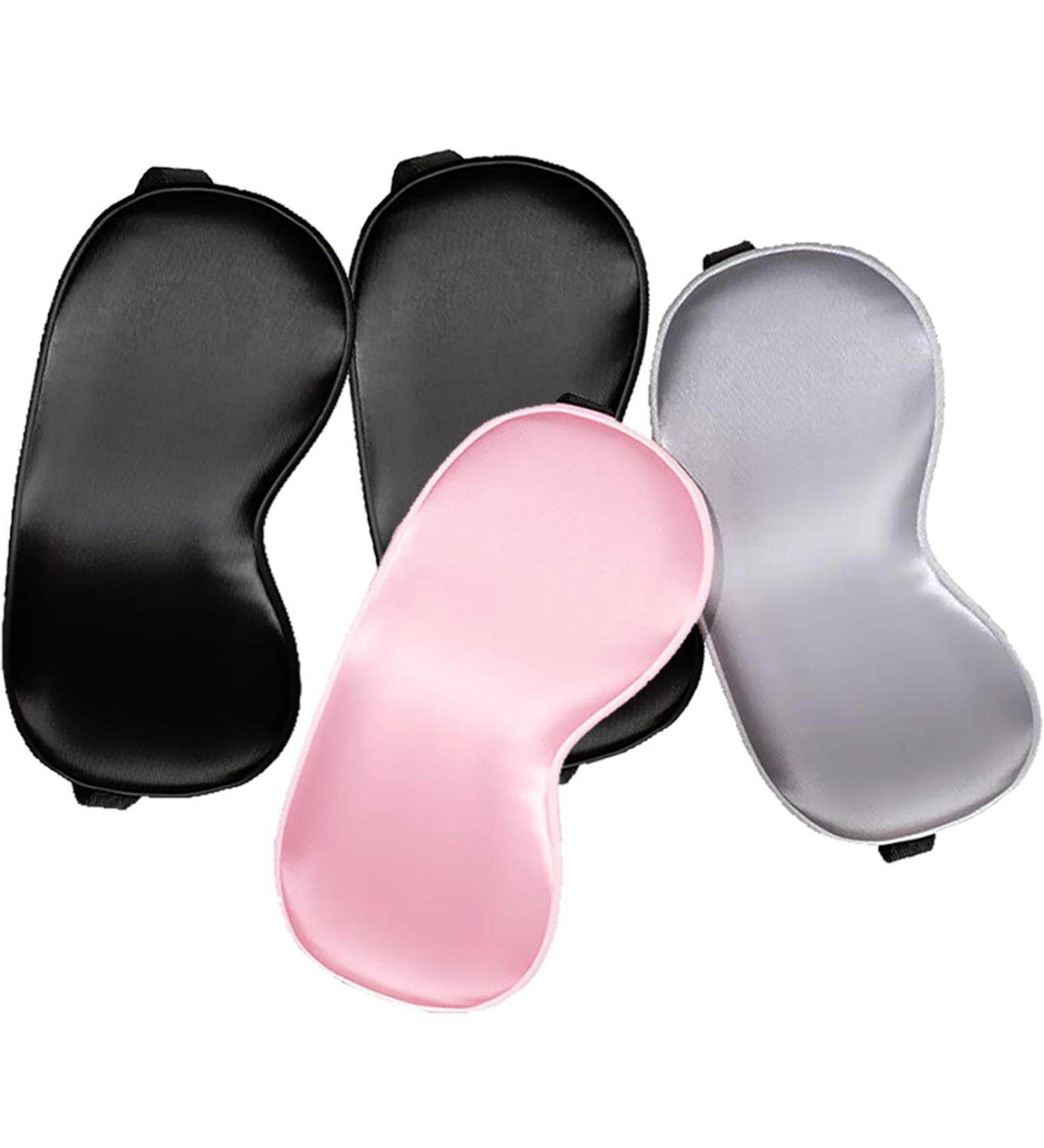 4 Pack Silk Sleep Masks for Men & Women - Adjustable Soft Eye Shades for Travel Shift Work & Naps - Buy Online on GoSupps.com