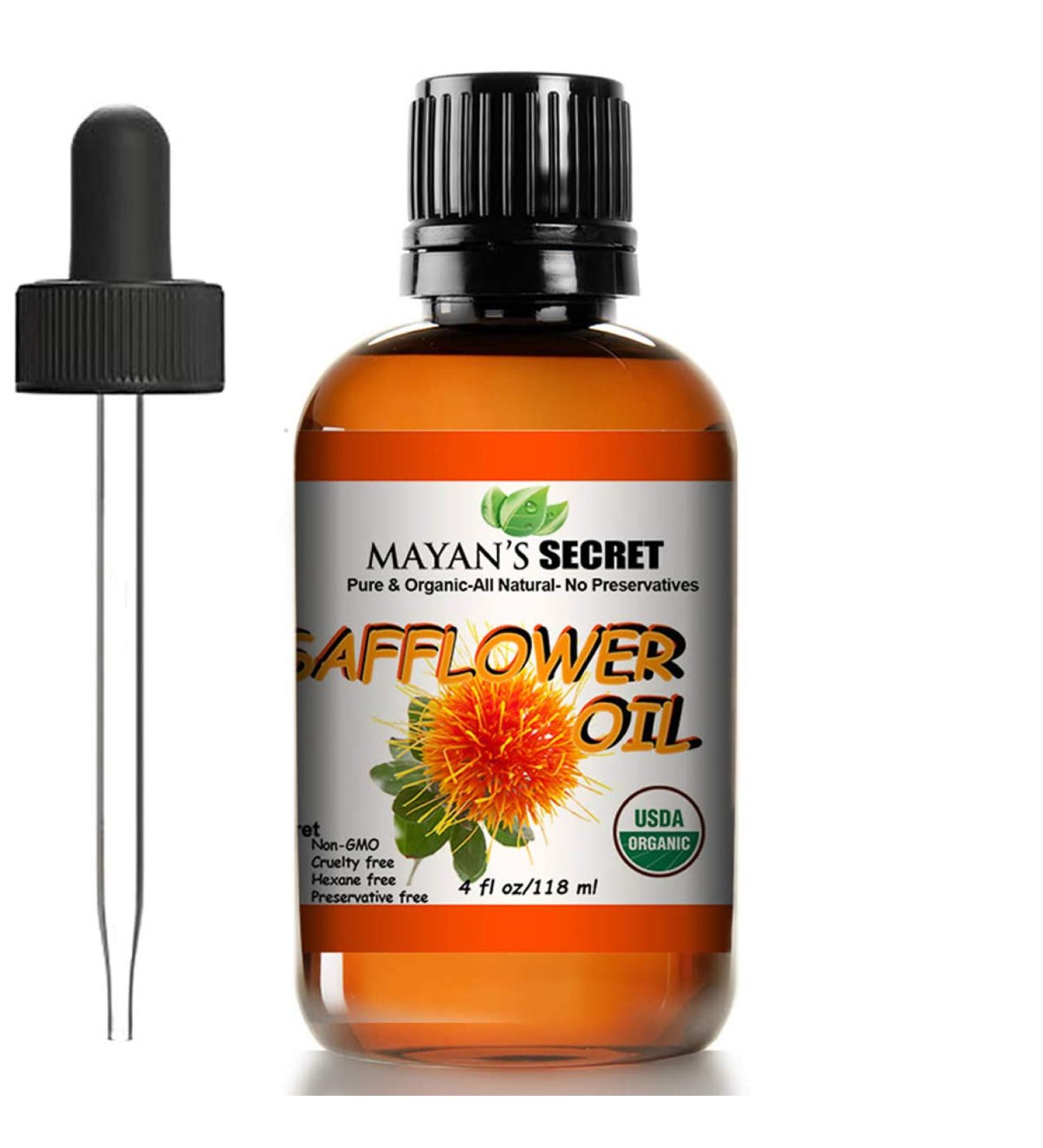 Mayan's Secret Organic Safflower Seed Oil - USDA Certified High in Vitamin E & Omega-6 for Anti-Aging Skin Care - Buy Online on GoSupps.com