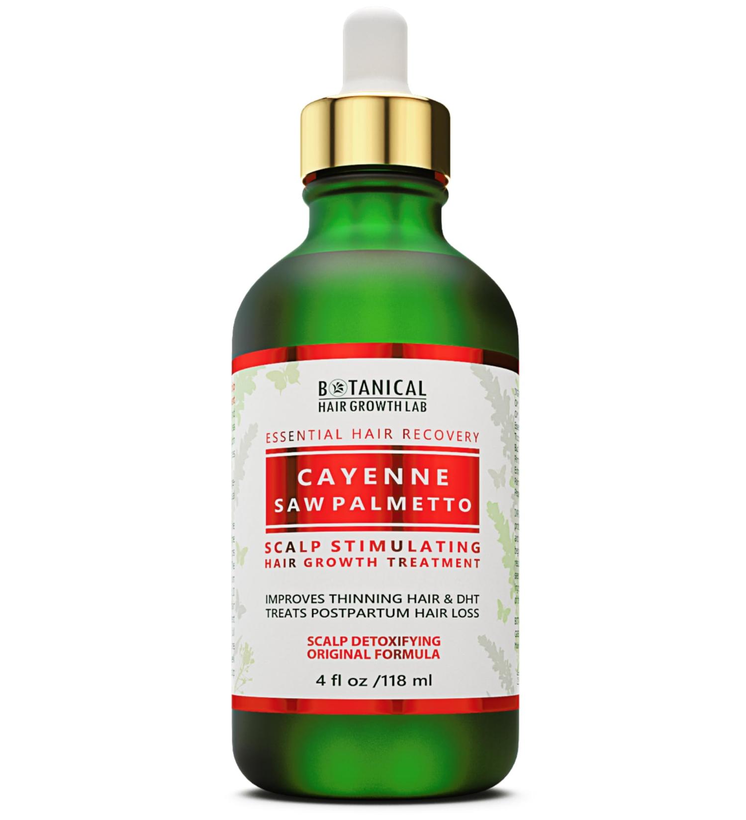 Botanical Hair Growth Treatment | Cayenne & Saw Palmetto Oil | Anti-Thinning Pre-Shampoo for Women & Men - 4 Fl Oz - Buy Online on GoSupps.com
