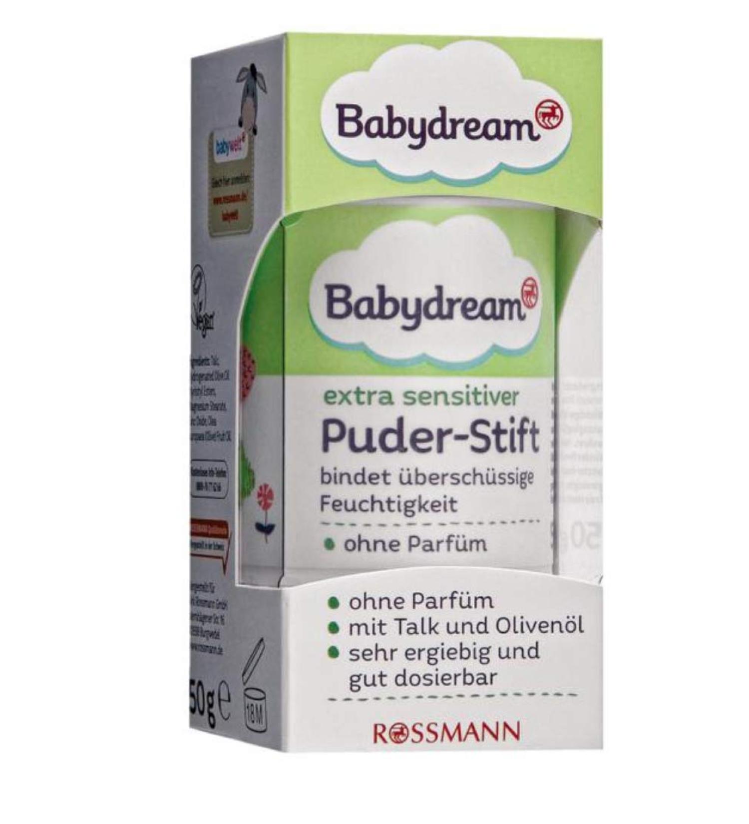 Babydream extra sensitive powder stick with talc & olive oil and without perfume 50 g