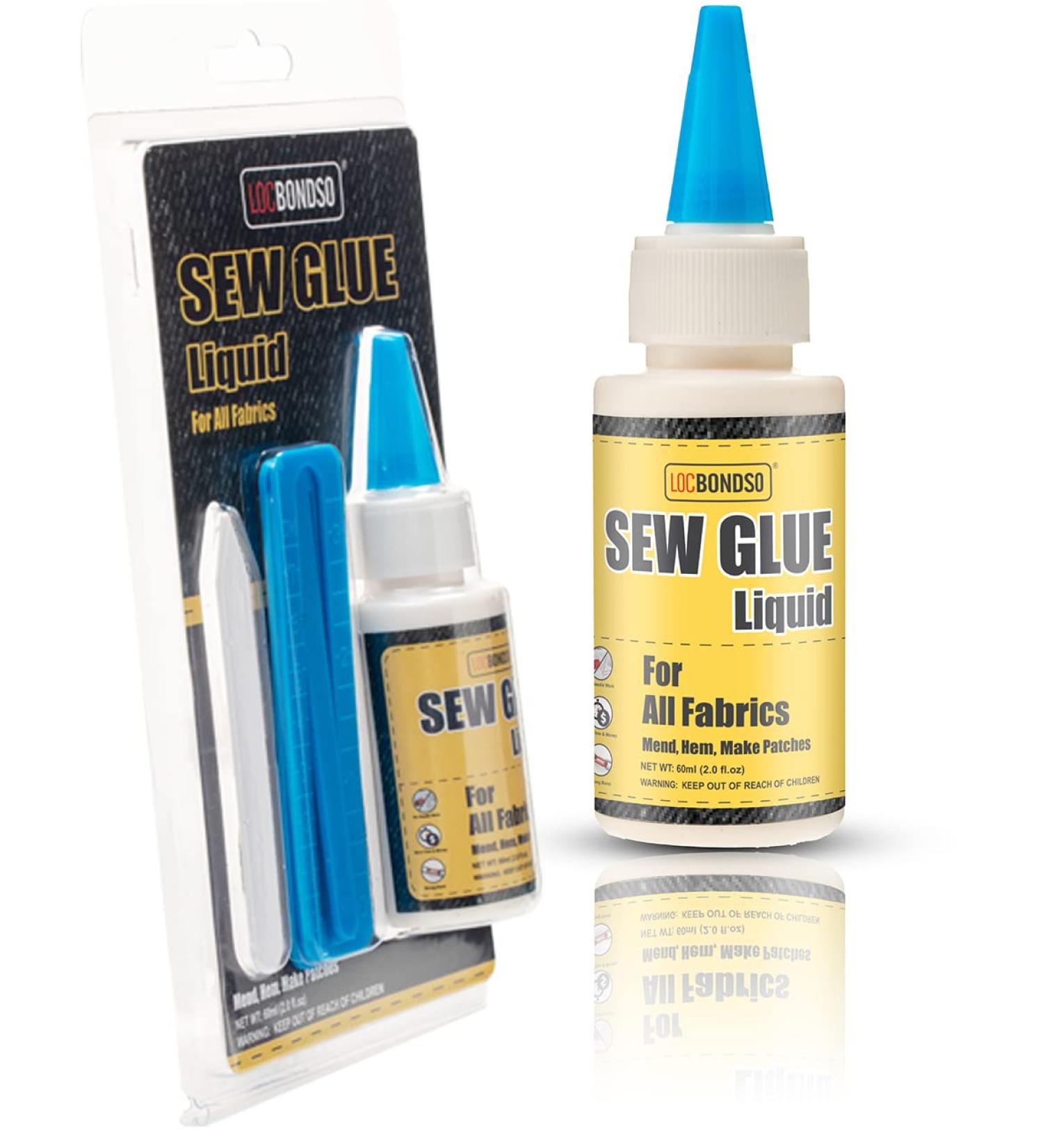 LOCBONDSO Fast Dry Sew Glue Liquid - Quick Bonding Fabric Adhesive for DIY - Ideal for Denim, Cotton, Leather, and More - Buy Online on GoSupps.com