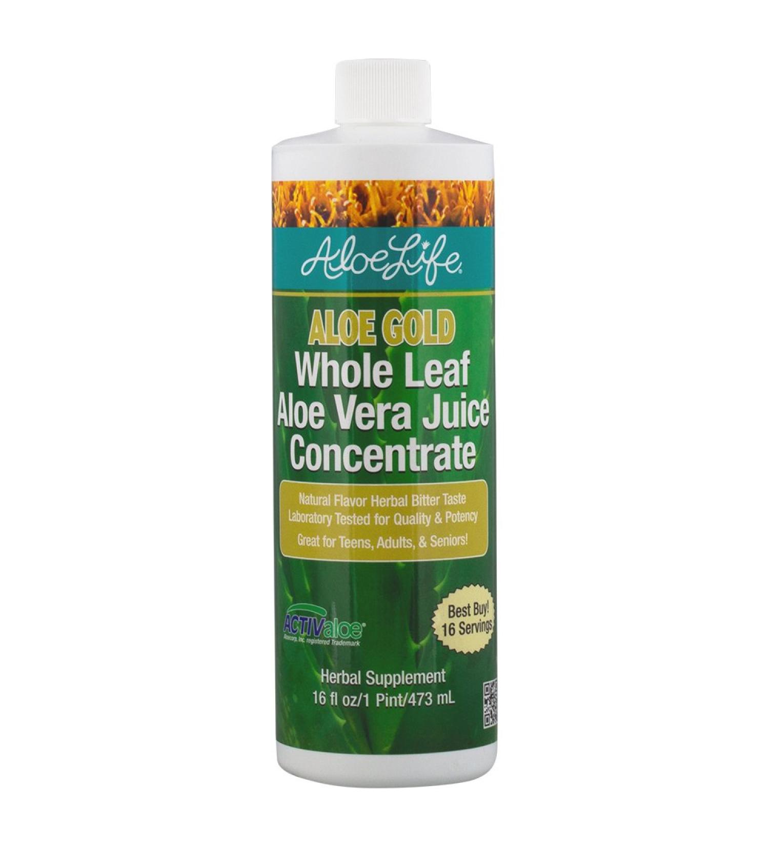 Aloe Life - Whole Leaf Aloe Vera Juice Certified Organic with Trace Minerals Gluten-Free (Aloe Gold 16 oz) - Buy Online on GoSupps.com