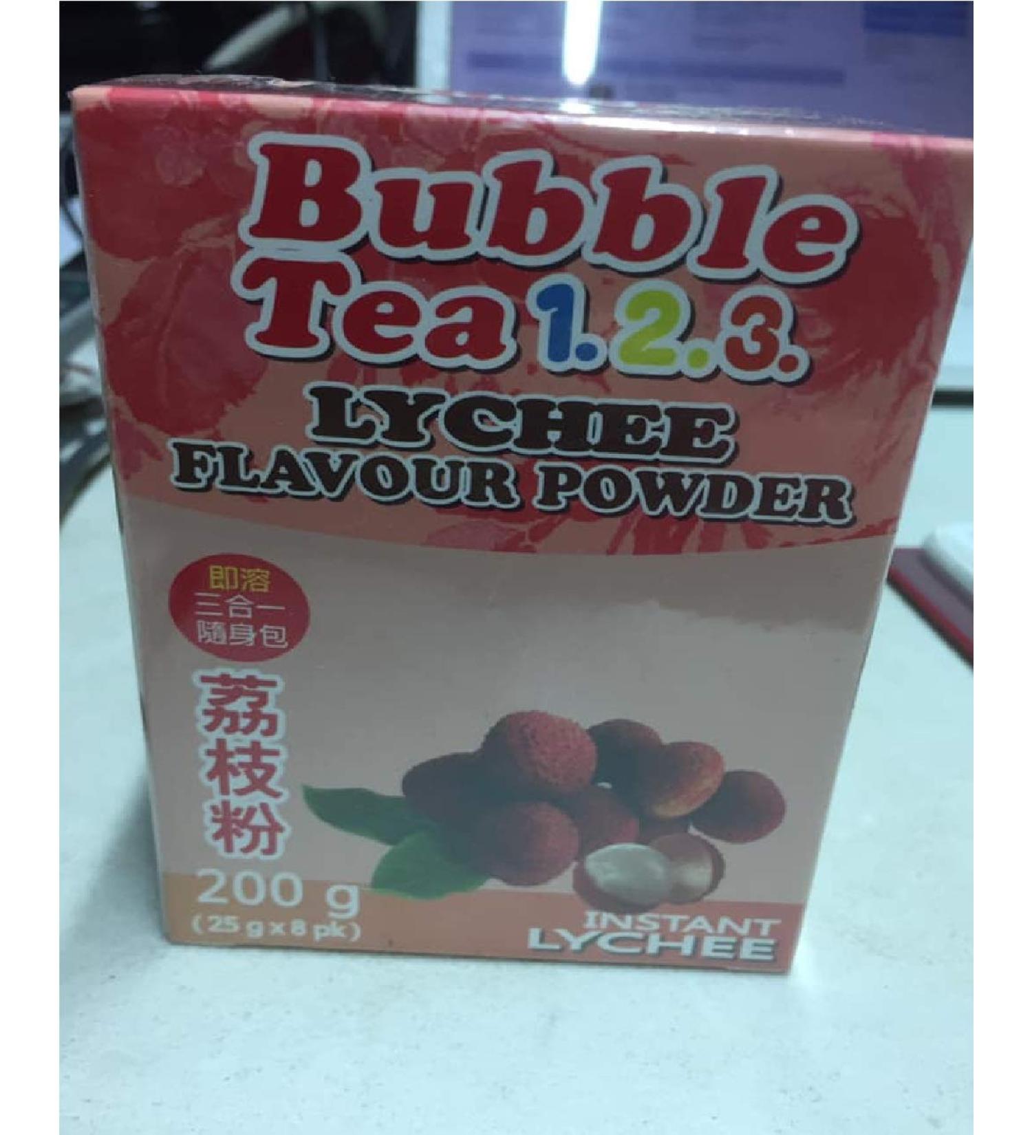 Bubble Tea 123 Lychee Flavour Powder 200g (25g x 8pk) Taiwanese Boba Instant Flavour Powder (Made in Taiwan)