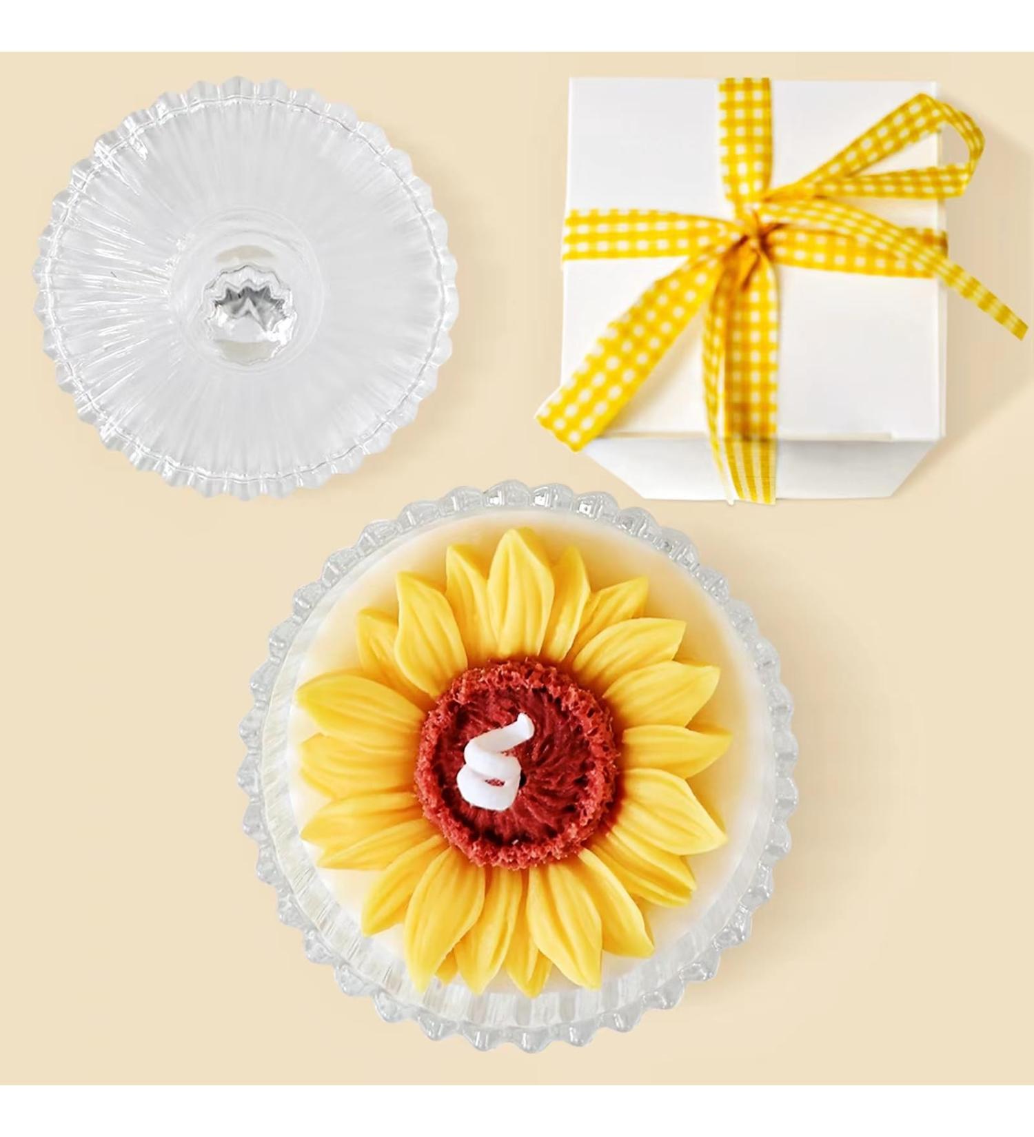 Buy Yellow Sunflower Candle in Glass Jar - Lilac Scented Perfect Home Decoration & Gift for Christmas & Thanksgiving - Buy Online on GoSupps.com