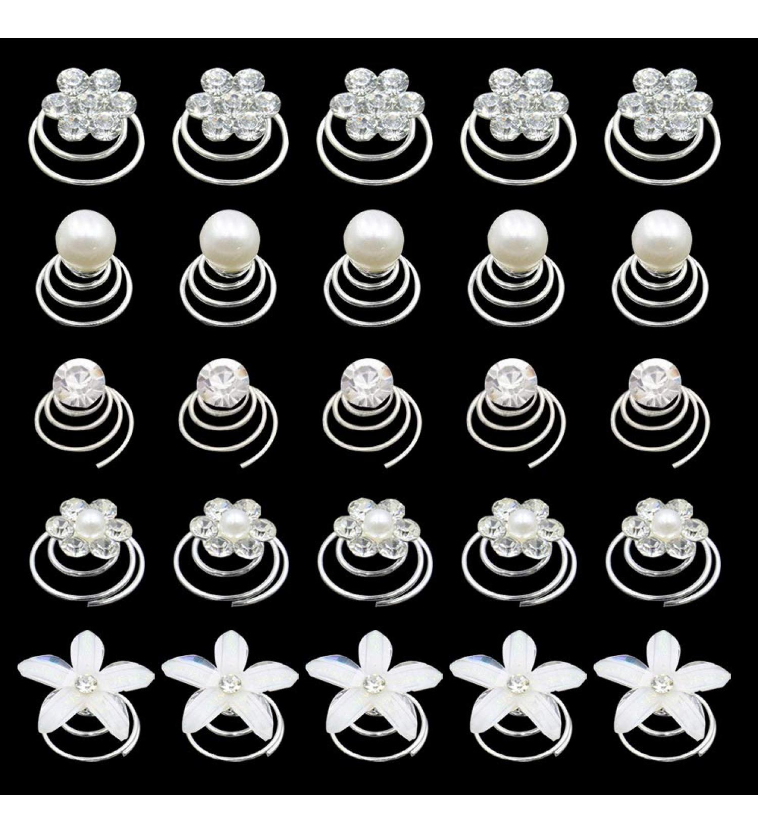 60 pieces white hair spiral hair clip hair clip flower small hair clip women girls hairclopes wedding hair clip pearls flower clips hair flowers hairpise suitable for wedding bridal