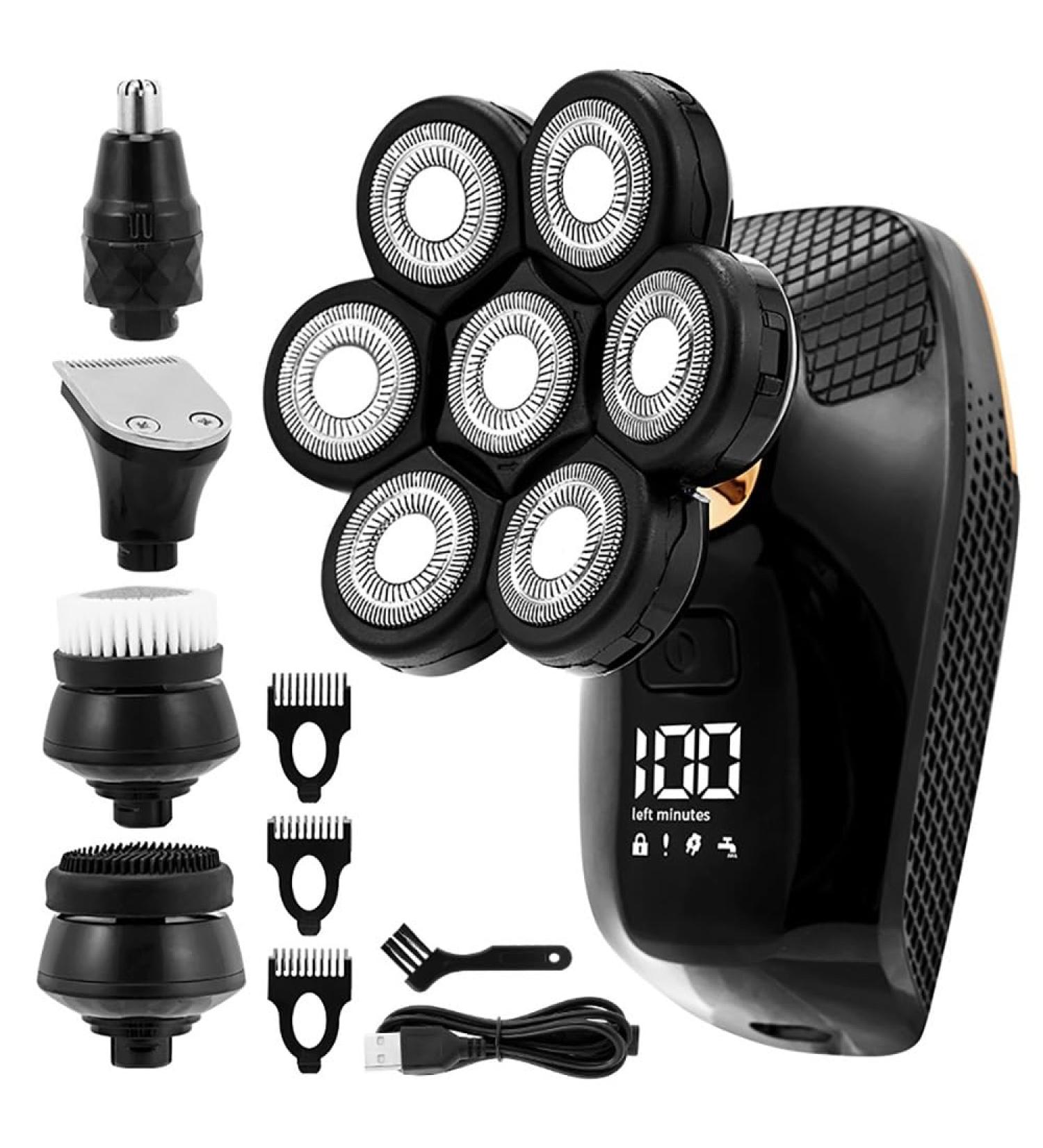 Head Shaver for Men | 7D Rechargeable Bald Electric Shaver | 5-in-1 Trimmer & Clipper for Beard Nose Ear Hair | International Shipping Available - Buy Online on GoSupps.com
