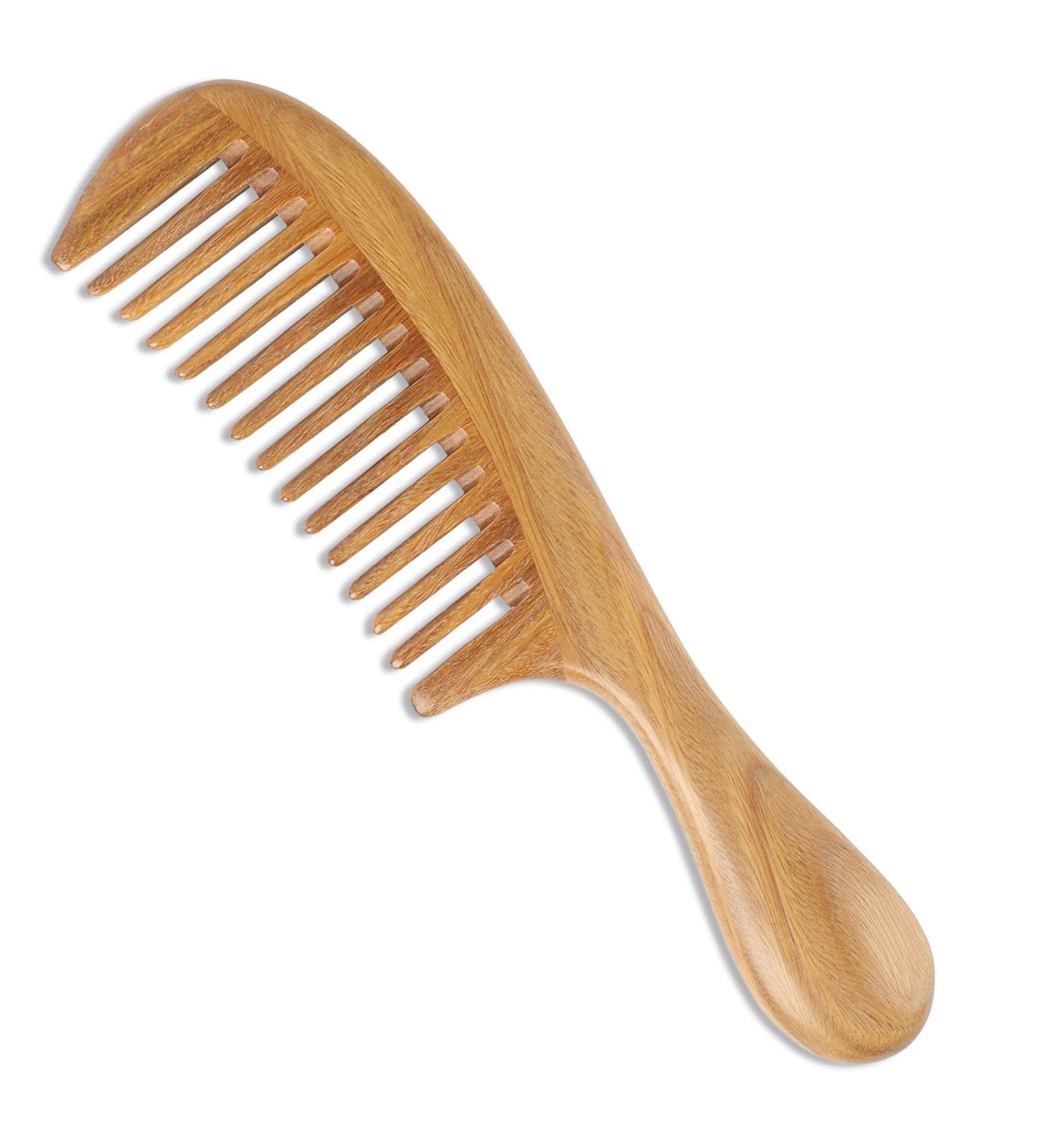 OneDor Handmade 100% Natural Green Sandalwood Wide Tooth Hair Comb - Anti-Static Wooden Detangler with Sandalwood Scent - Buy Online on GoSupps.com