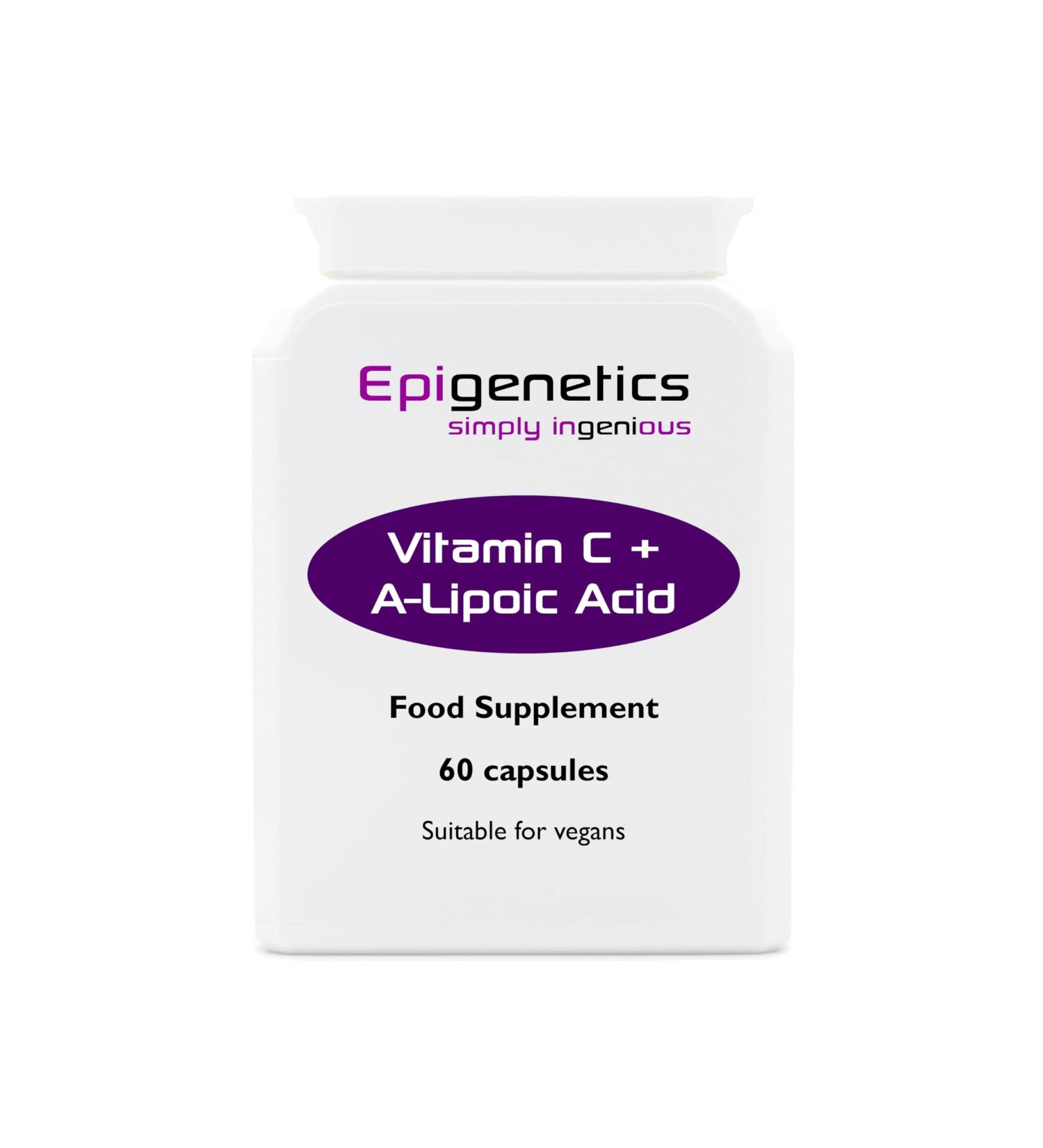 Vitamin C + Alpha Lipoic Acid | 540mg Ascorbic Acid + 60mg Alpha Lipoic Acid (ALA) | 60 Vegan Capsules UK Made | 1 Capsule Daily (2 Month Supply)