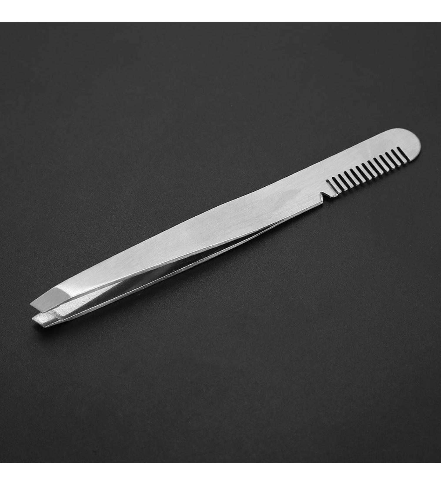 Stainless Steel Eyebrow Tweezers - Precision Hair Removal Tool for Perfect Brows | International Shipping Available - Buy Online on GoSupps.com