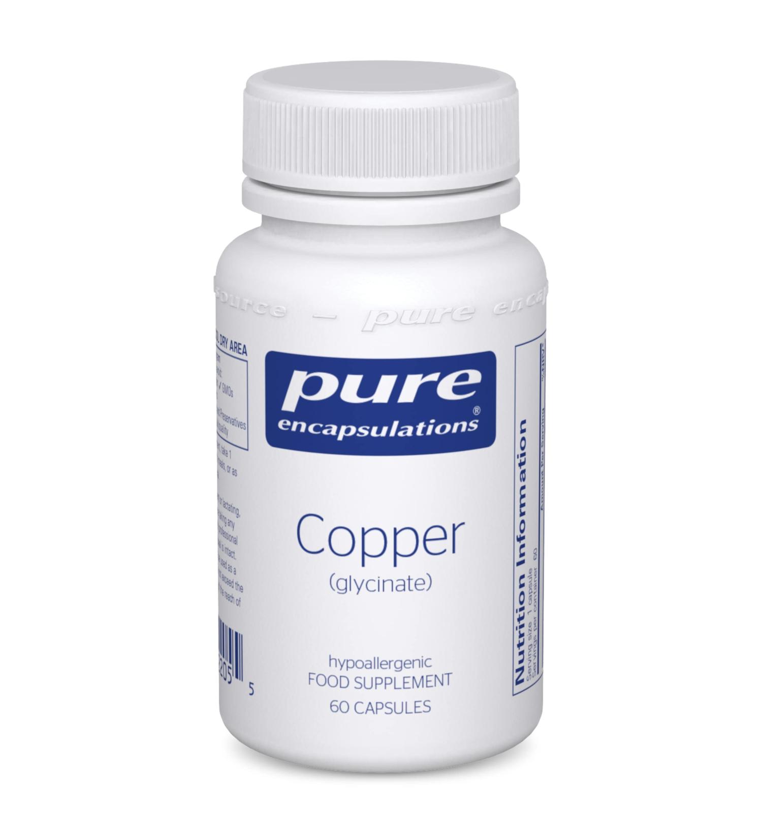 Pure Encapsulations Copper Glycinate 60 Capsules - Immune System Support - Buy Online on GoSupps.com