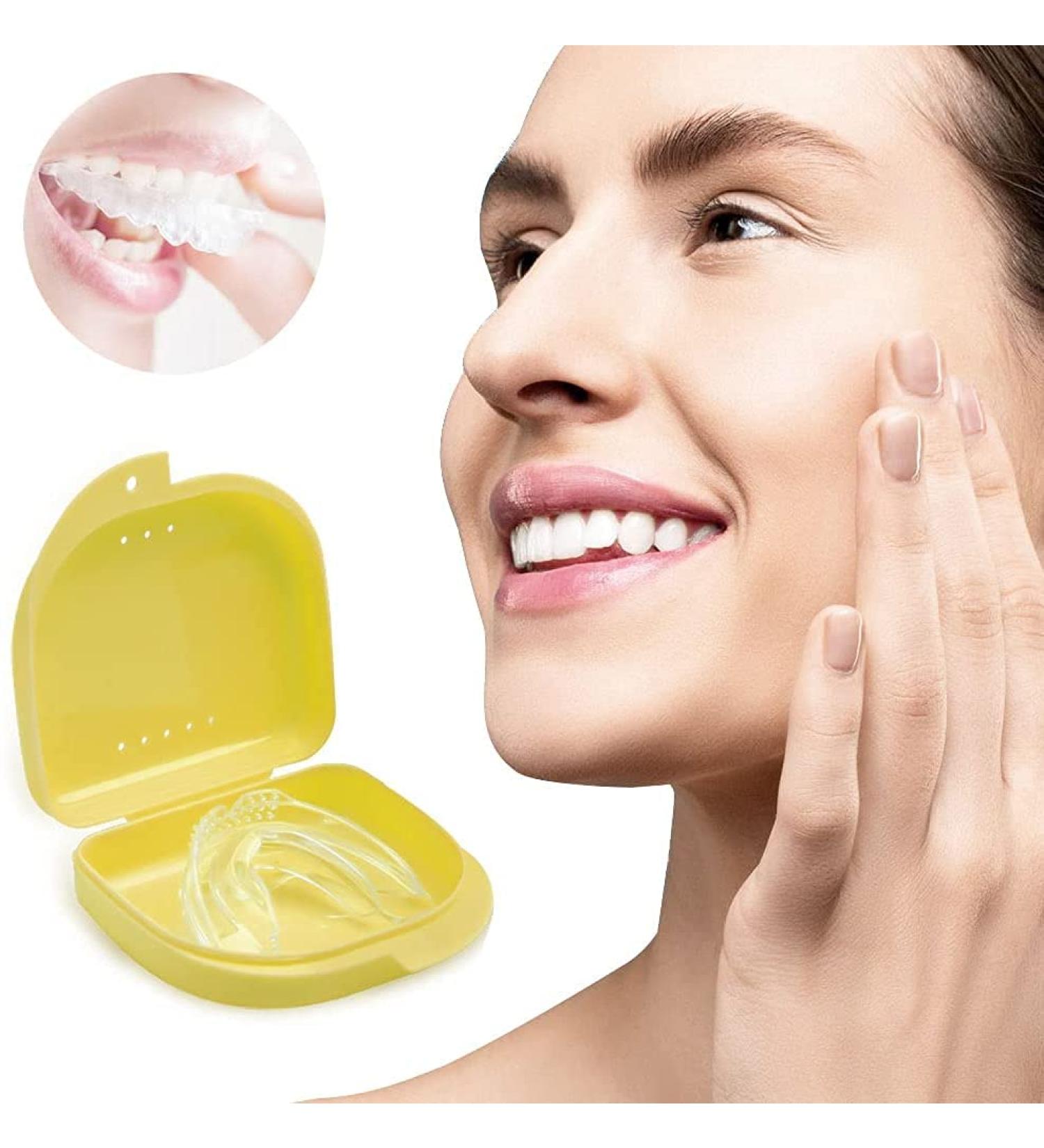 Portable Retainer Box Dental Tray Splint - Self-Cultivation Denture Container for Retainers, Mouth Guards, and Braces (Yellow) - Buy Online on GoSupps.com