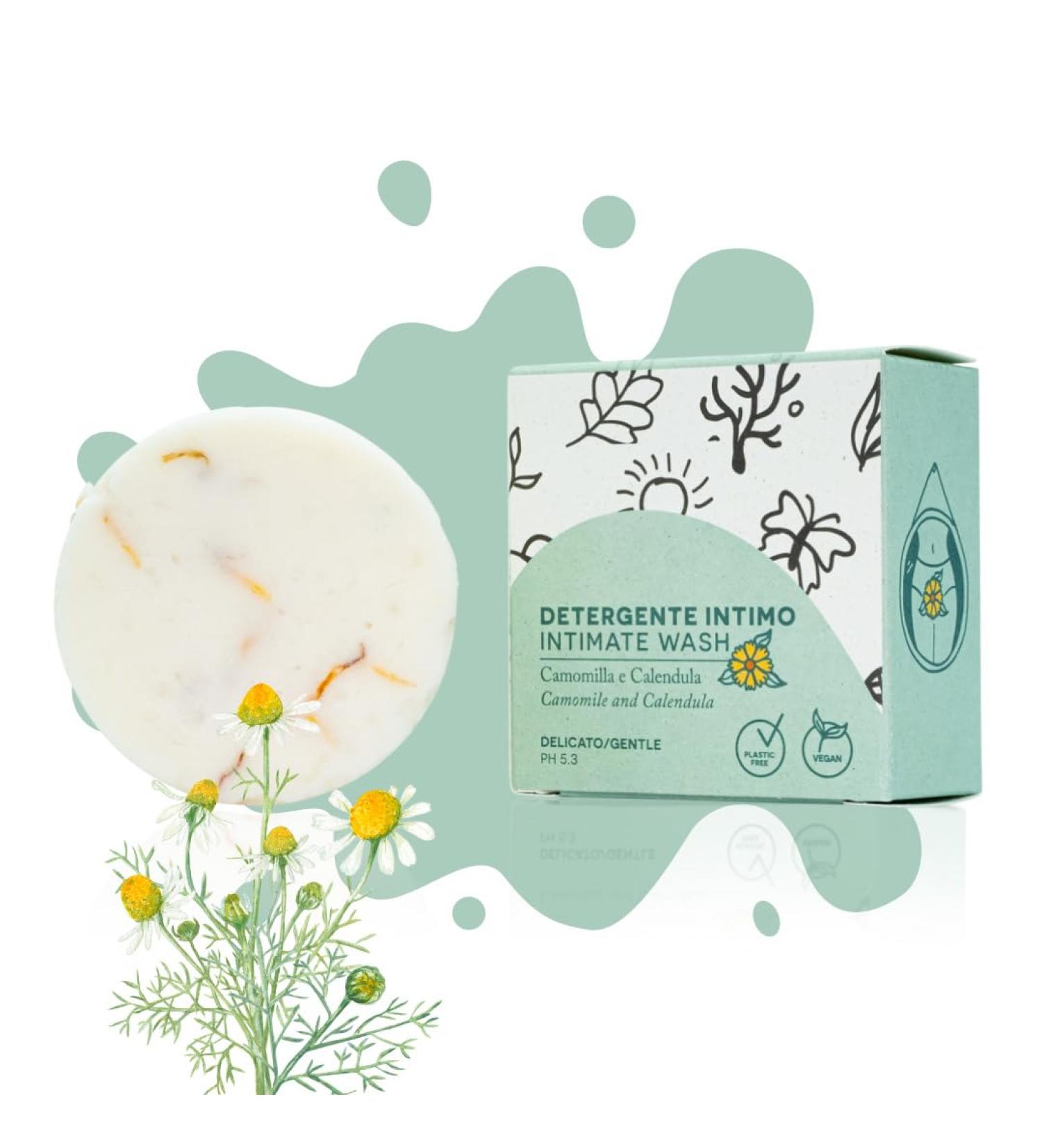 Tukiki Gentle Solid Intimate Cleanser | Vegan & Plastic-Free | Calendula & Chamomile | 65g | Made in Italy - Shop Internationally - Buy Online on GoSupps.com