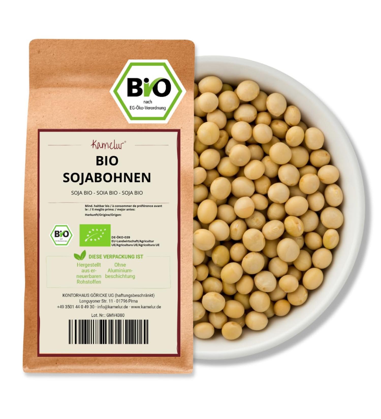 Kamelur 1kg Organic Soybeans - EU Grown Additive-Free Non-GMO Soybeans for Healthier Cooking - Buy Online on GoSupps.com