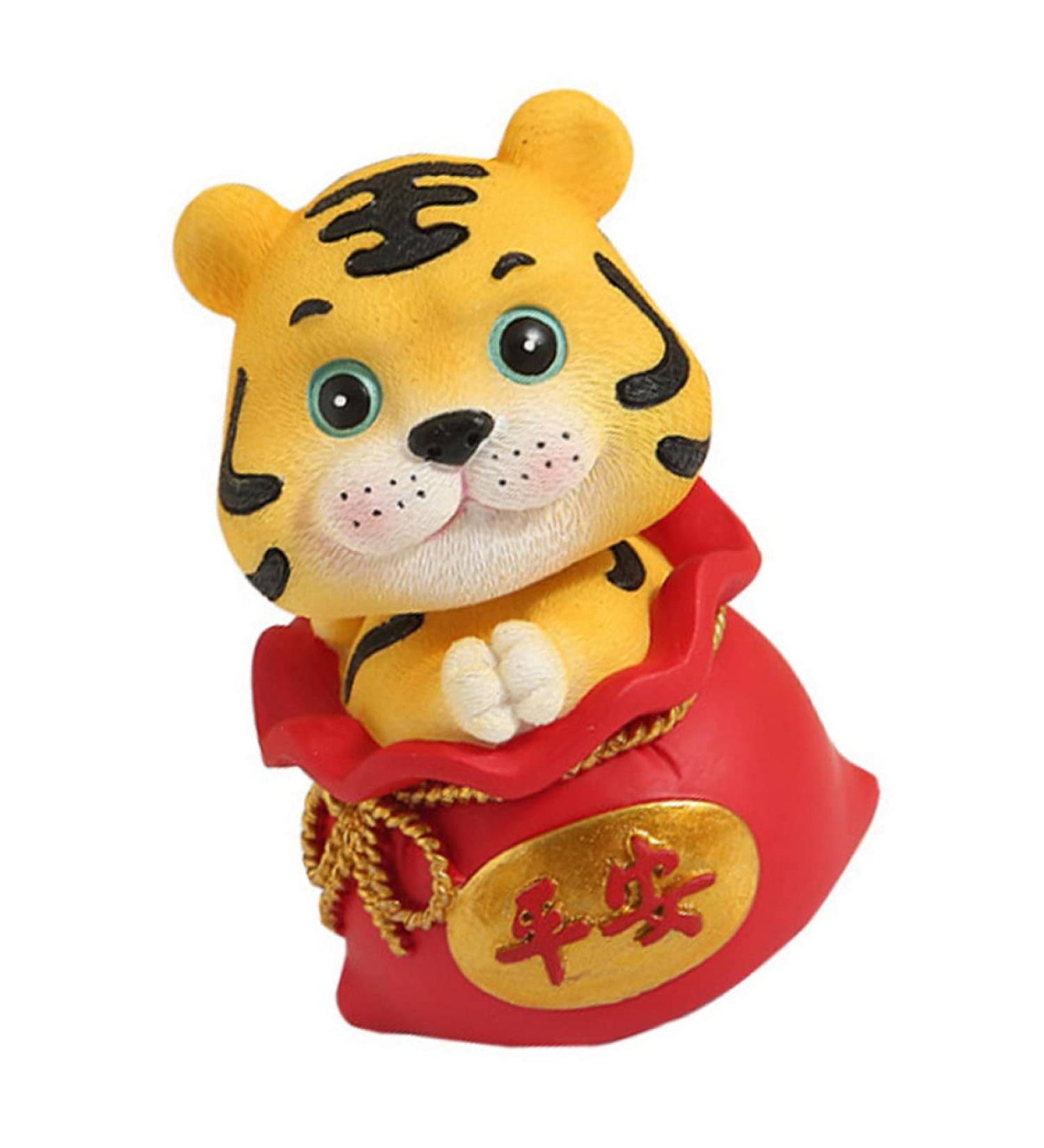 ORFOFE Kids Playset 1pc Year of The Tiger Bobble Head Ornament Red Lucky Bag Office Purse Resin Children Toys Red 6X6X9.5CM - Buy Online on GoSupps.com