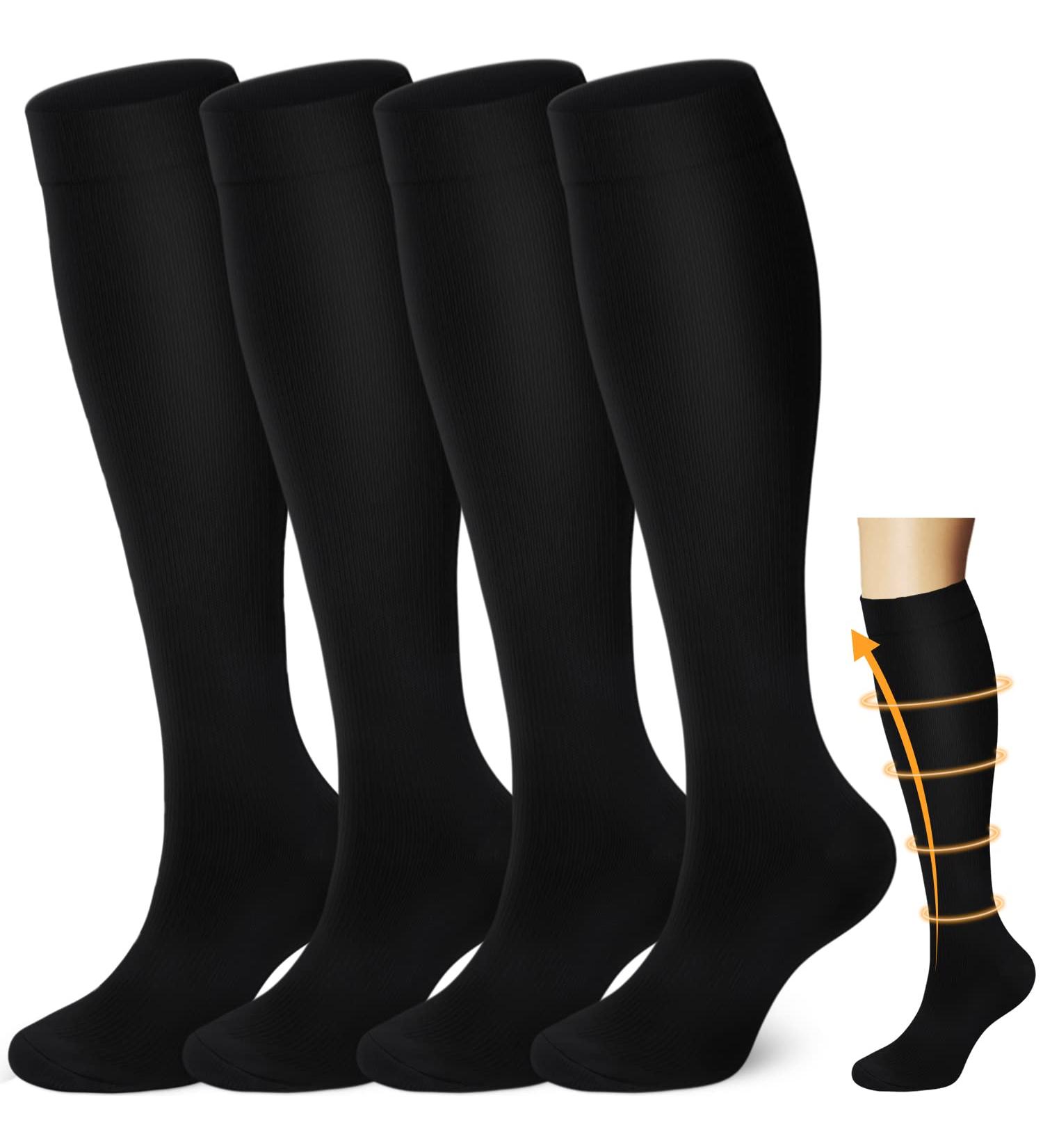 4 Pairs Copper Compression Socks for Men&Women(15-20mmHg) Compression Stocking for Swelling Running Hiking Travel Nursing A1-4 Pack Black XX-Large - Buy Online on GoSupps.com