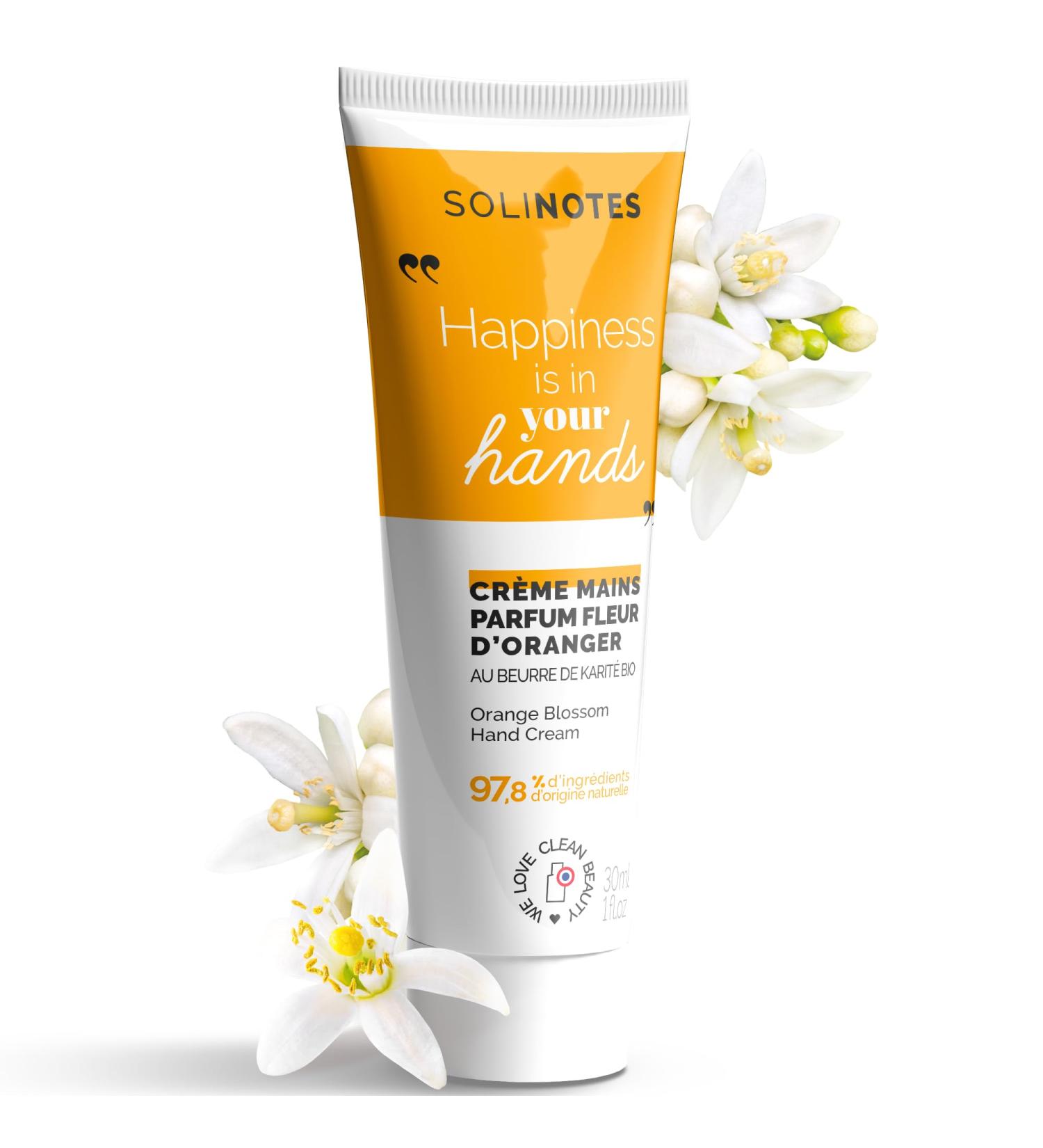Solinotes Orange Blossom Hand Cream - Nourishing Repairing and Intense Care for Damaged and Dry Hands | Organic Shea Butter | 97.8% Natural Origin Ingredients - 30 ml - Buy Online on GoSupps.com