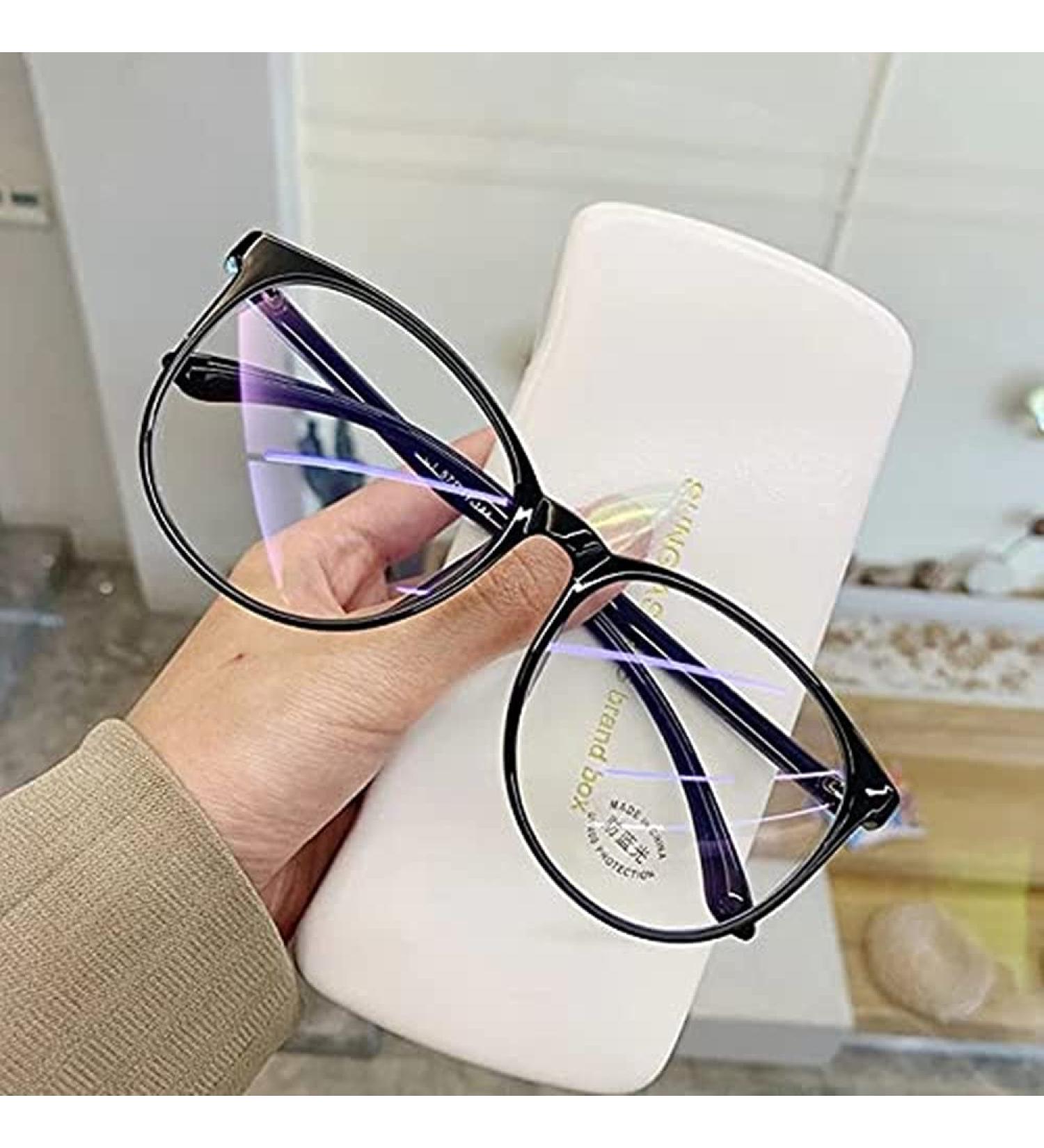 Shop Anti Blue Light Round Glasses for Men & Women - Transparent Computer Eyewear (Black) | Protect Your Eyes - Buy Online on GoSupps.com