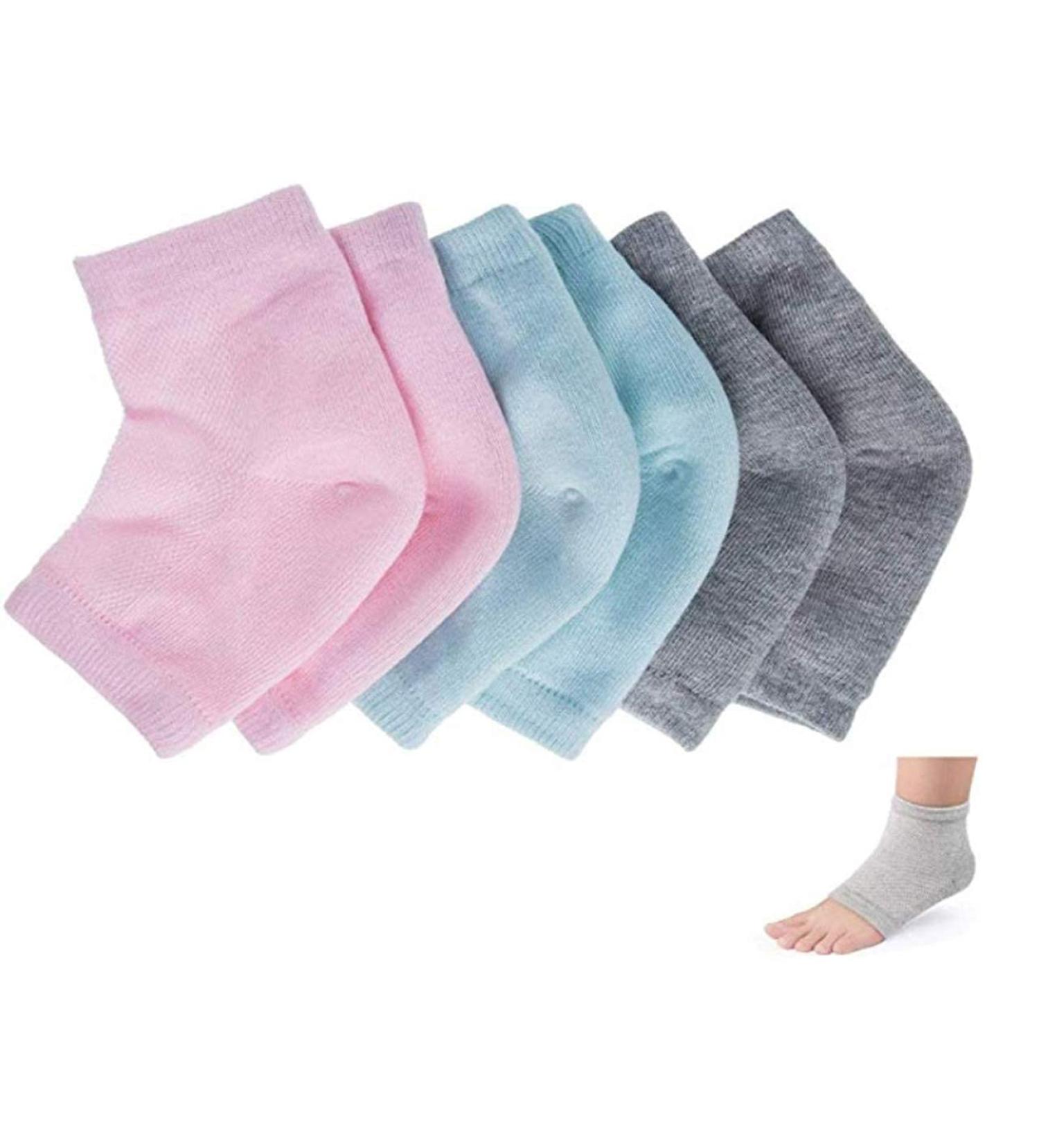 3 Pairs of Moisturizing Gel Heel Socks - Soft Ventilated Open-Toe Design for Dry Tough Skin Care - Buy Online on GoSupps.com