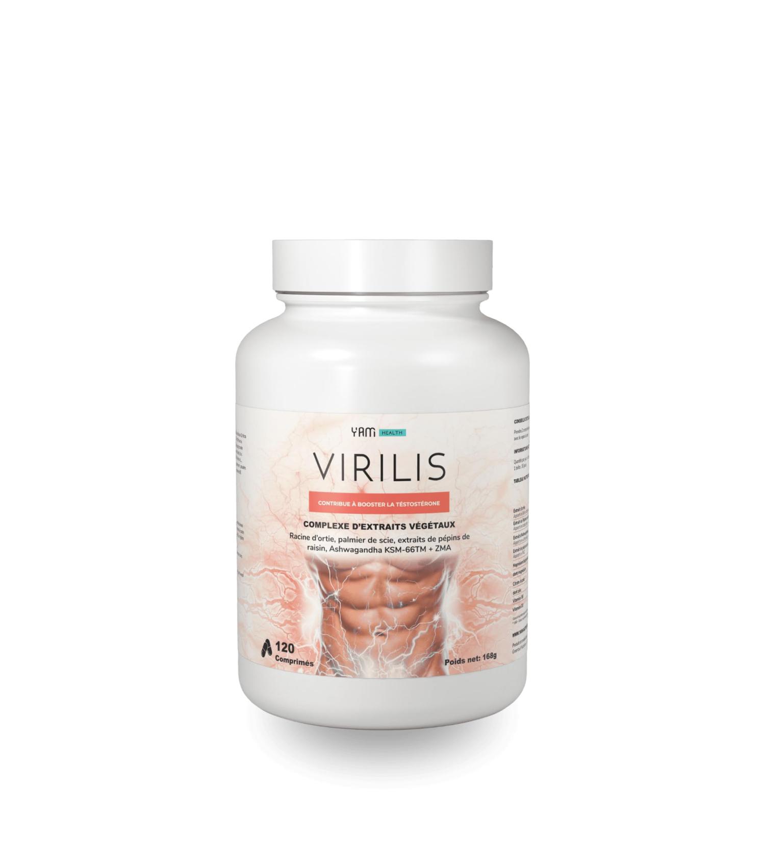 Virilis - Formule Testosterone Homme - Performances Masculine - Vigueur Energie Endurance - 120 G lules - YAM Nutrition