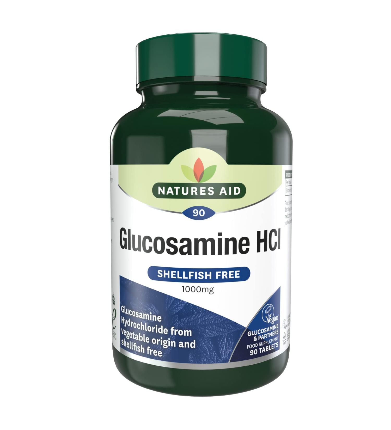 Natures Aid Glucosamine HCl 1000mg Vegan Shellfish-Free Tablets - 90ct - Buy Online on GoSupps.com