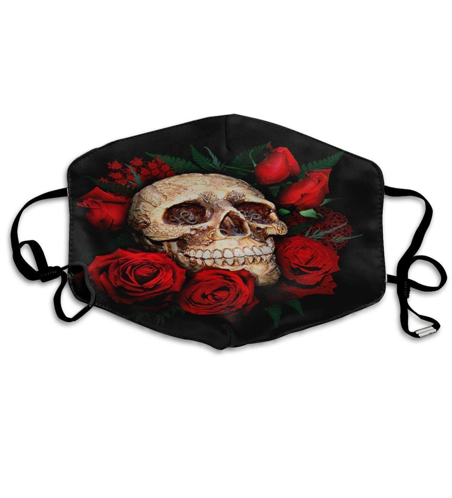 Breathable premium facial protection cover sugar skull and rose blossom women men anti wind dust protection protective cover for skiing camping travel safety daily use