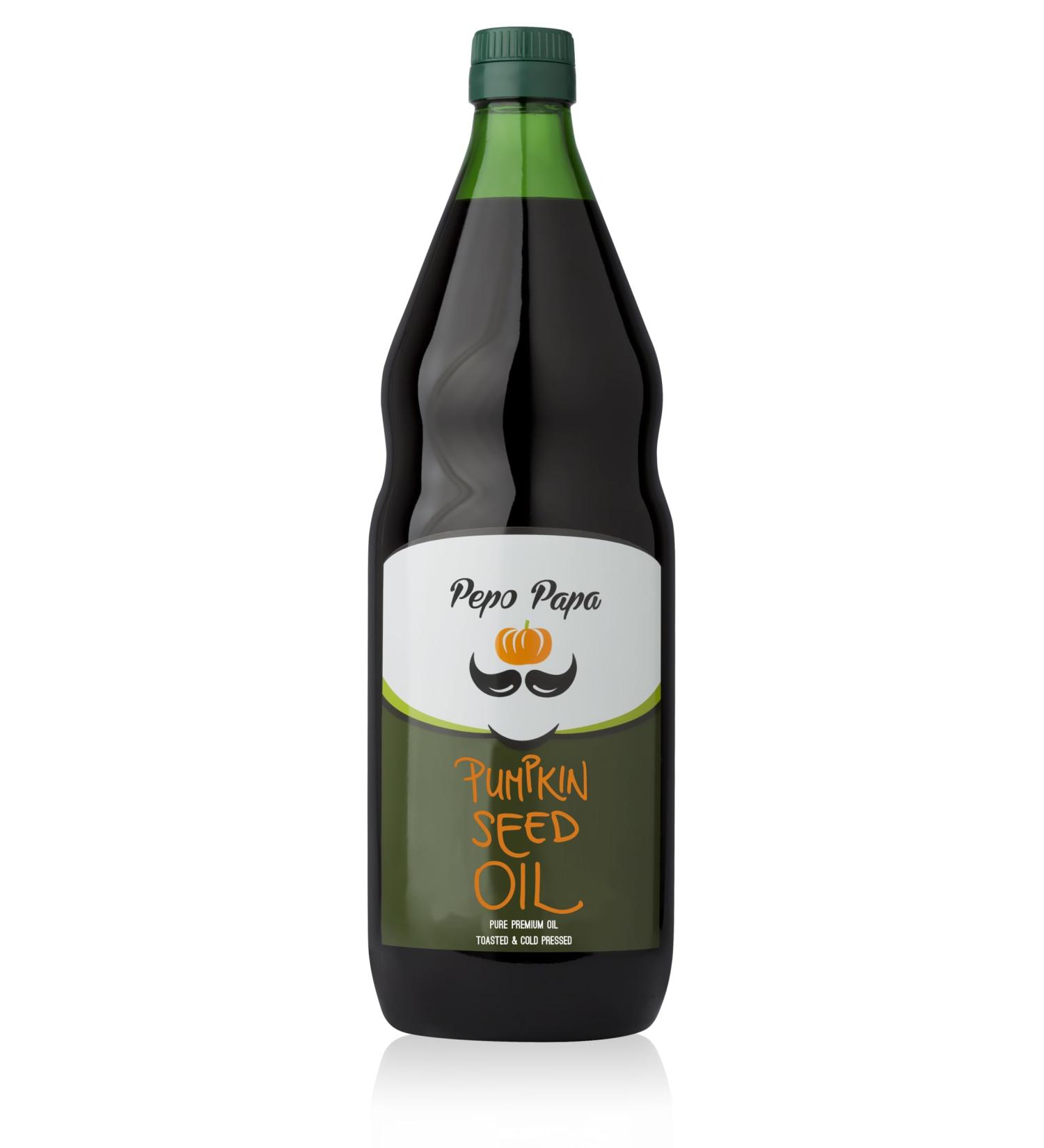 Pepo Papa Pumpkin Seed Oil - Roasted & Cold-Pressed - Pure Vegan Premium 1 Liter - Best for Cooking & Health - Buy Online on GoSupps.com